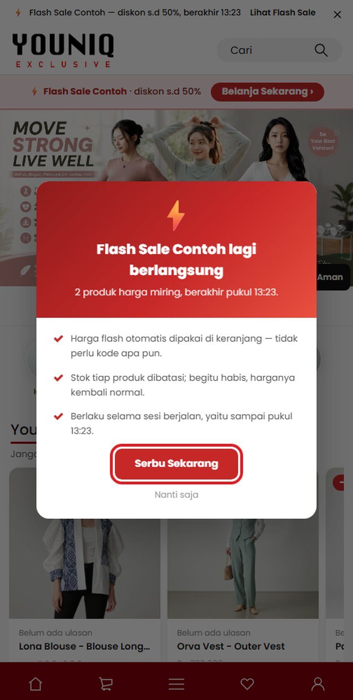 Langkah 1: Pengumuman Flash Sale