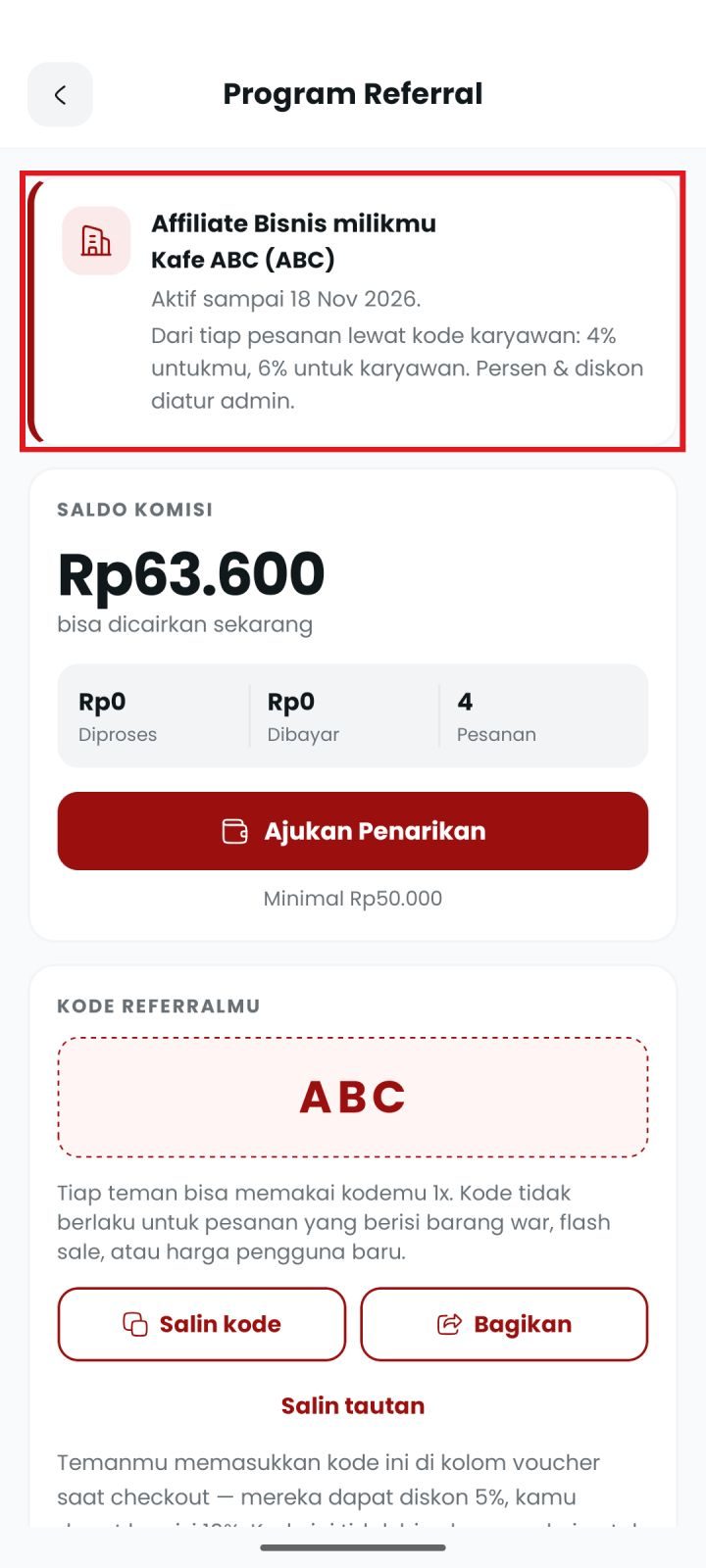 Langkah 2: Kenali kartu Affiliate Bisnis milikmu