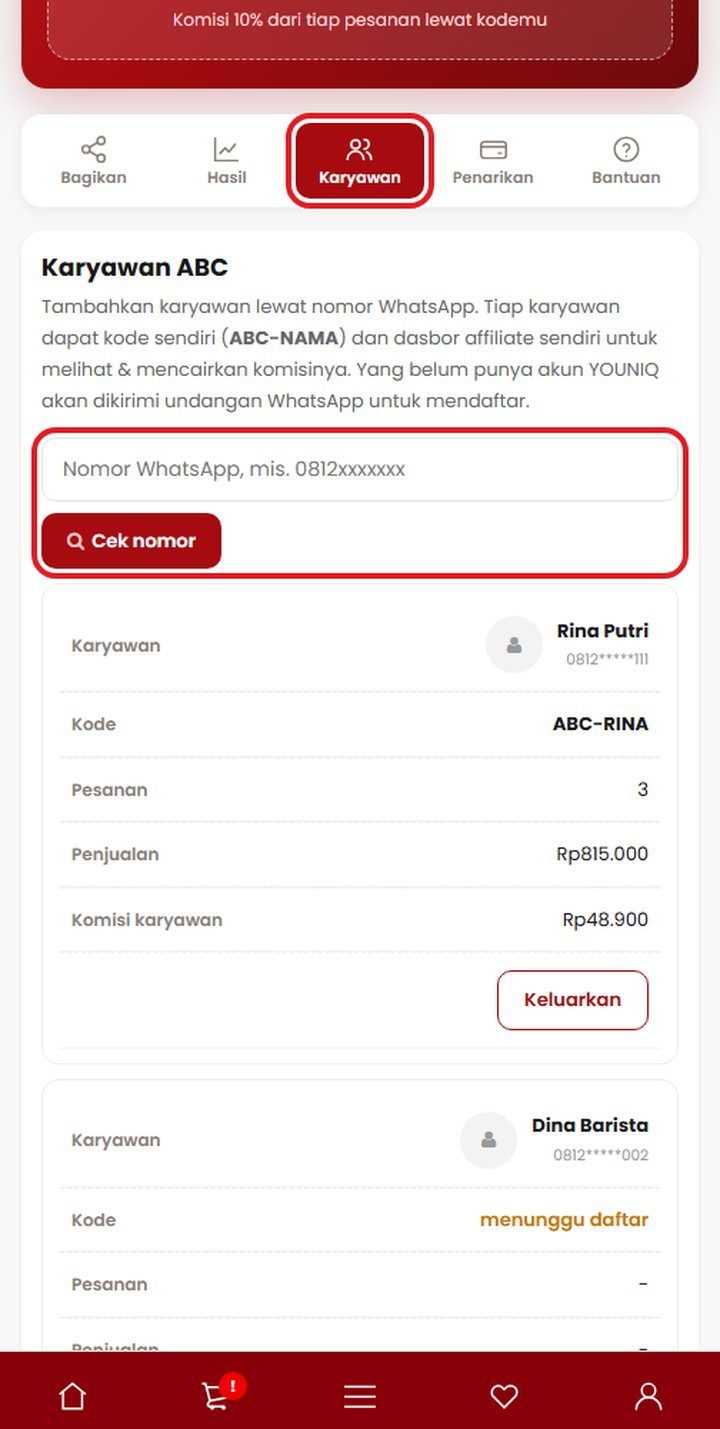 Langkah 3: Tambahkan karyawan