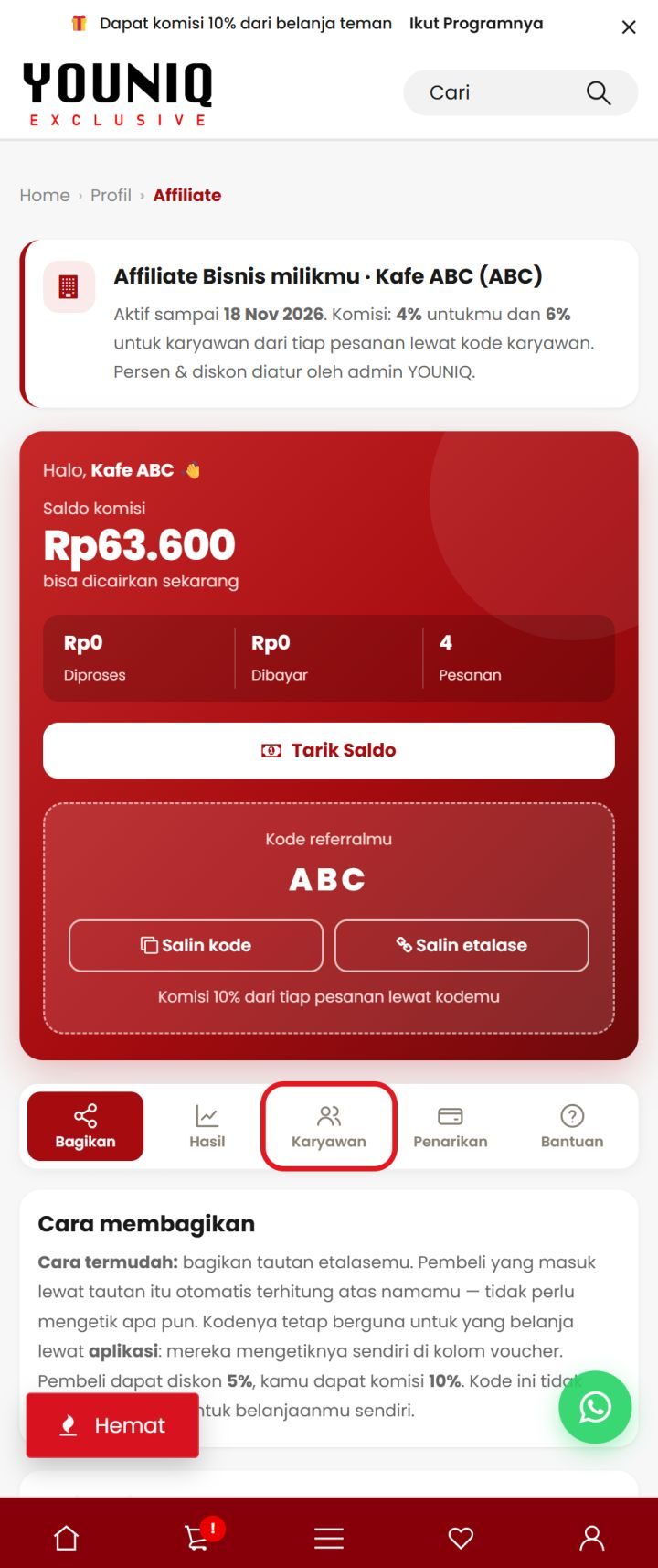 Langkah 2: Kenali kartu Affiliate Bisnis milikmu