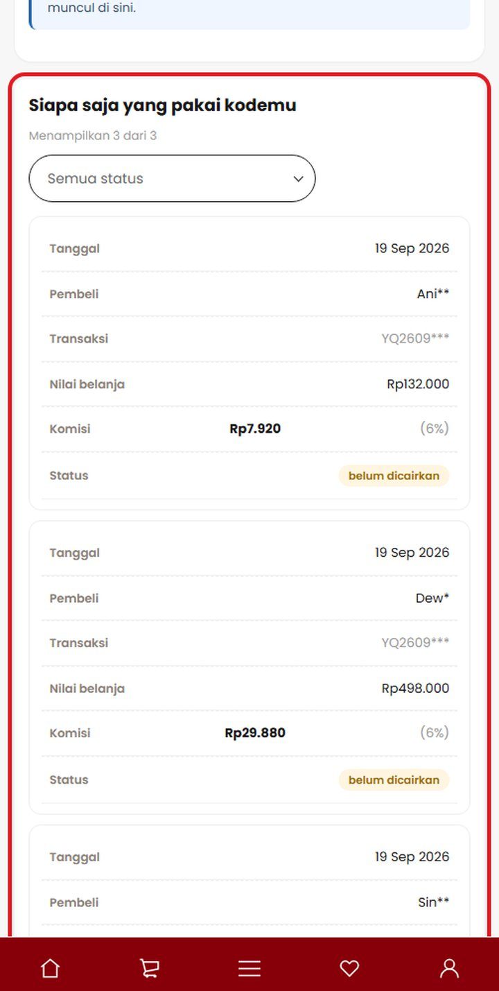 Langkah 5: Pantau komisimu