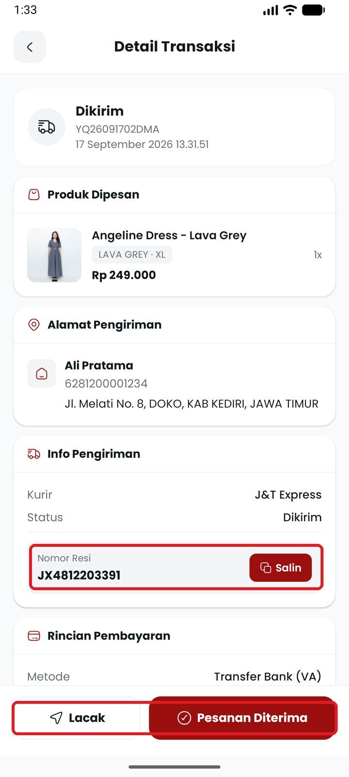 Langkah 9: Lacak paket & konfirmasi diterima