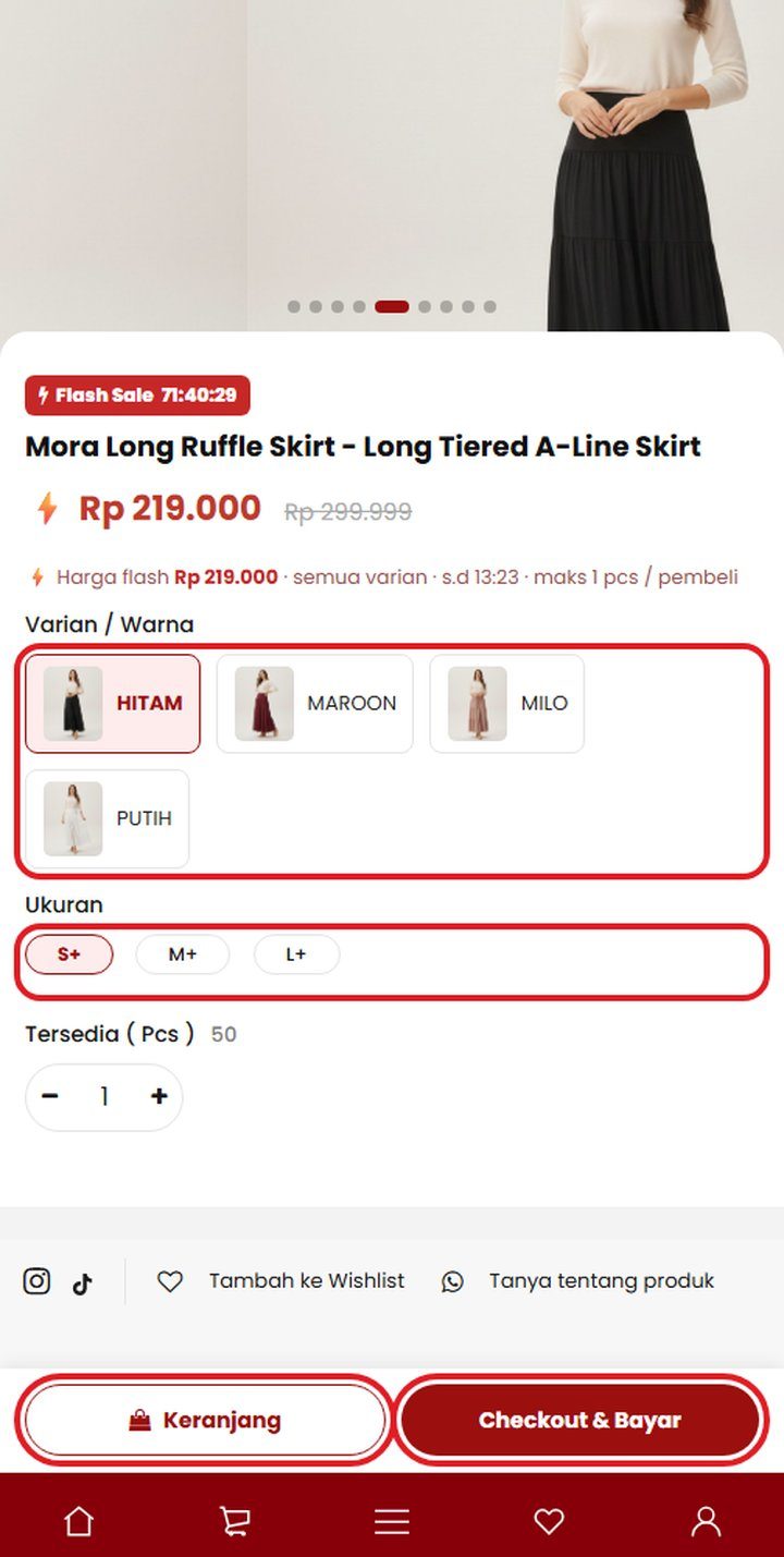 Langkah 2: Pilih warna & ukuran