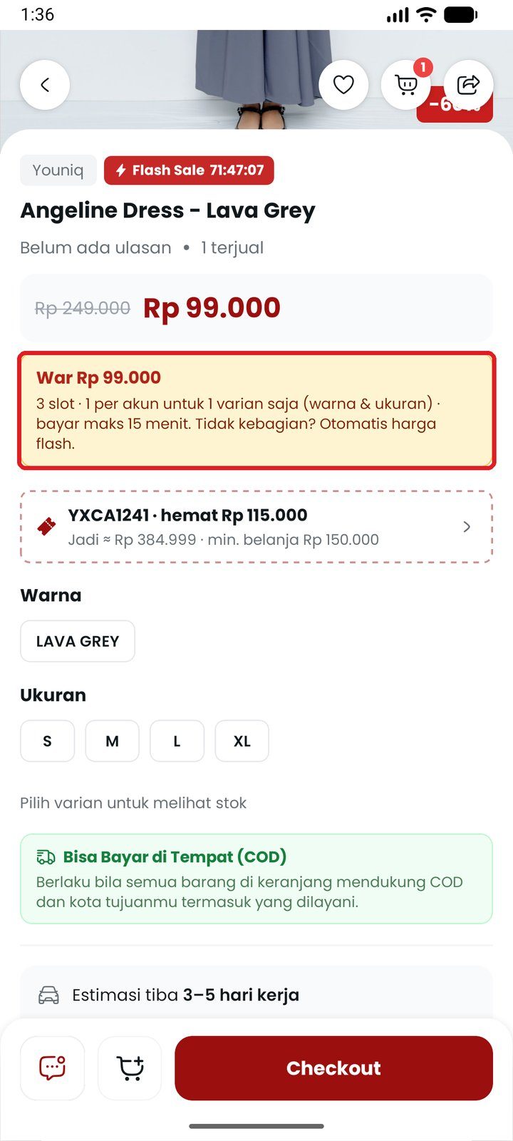 Langkah 2: Baca aturan war di halaman produk