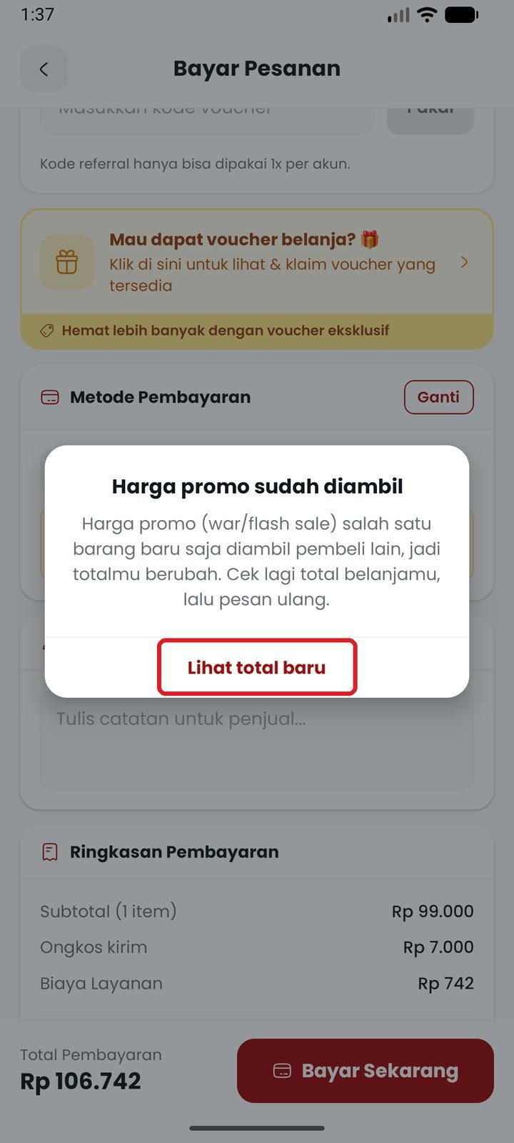 Langkah 4: Kalau slot war keburu habis