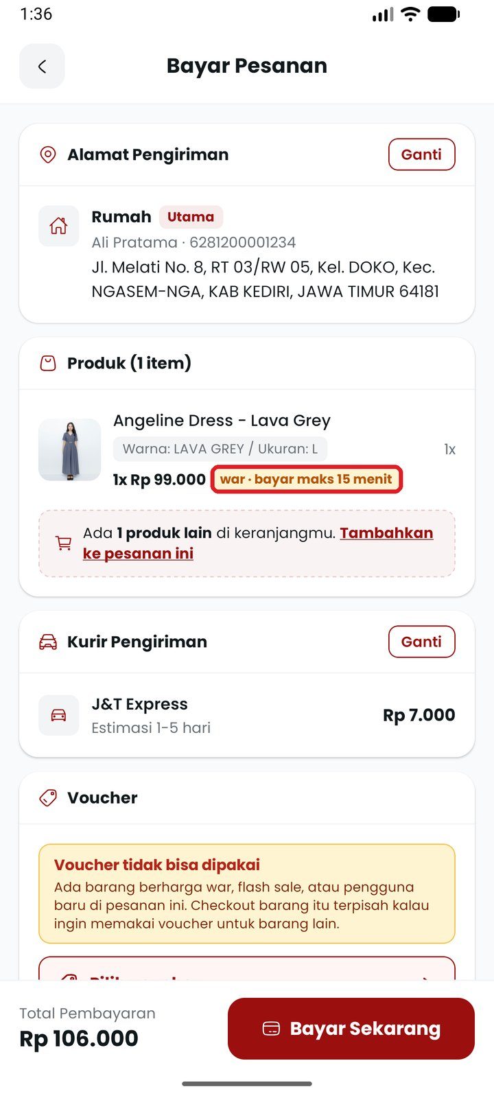 Langkah 3: Checkout & bayar dalam 15 menit