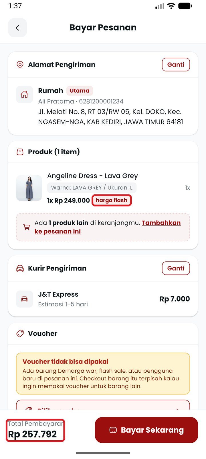 Langkah 5: Cek total baru, lalu putuskan