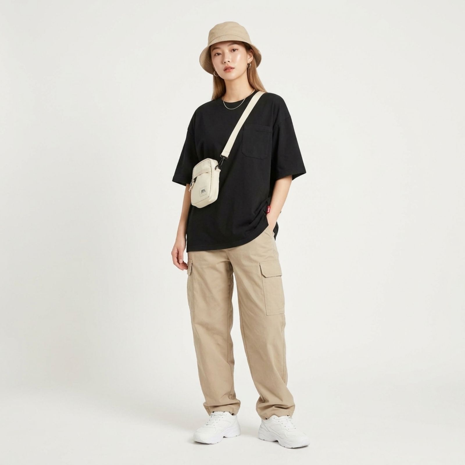 KAOS POLOS OVERSIZE POCKET COTTON COMBED UNISEX BY YOUNIQ sampul