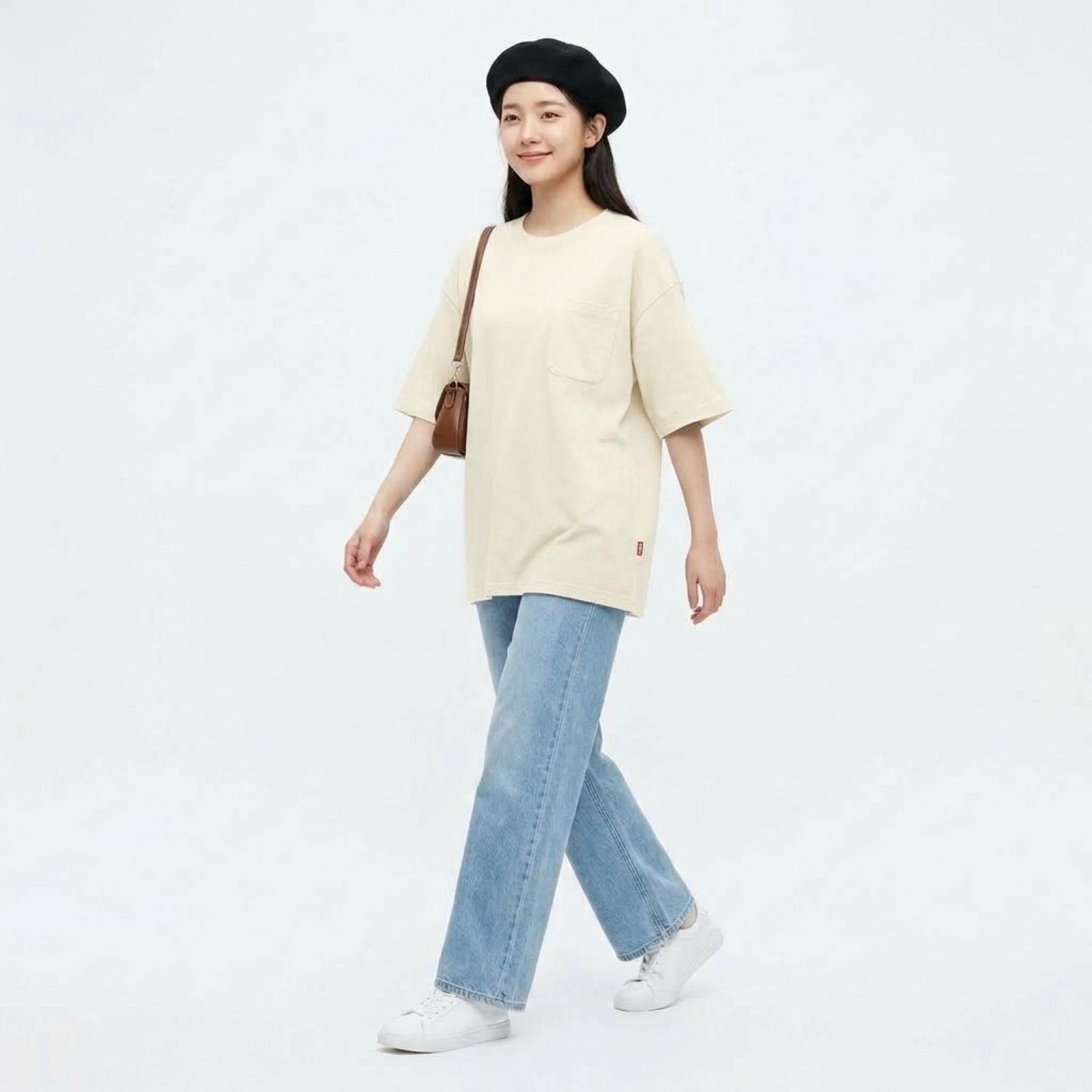 KAOS POLOS OVERSIZE POCKET COTTON COMBED UNISEX BY YOUNIQ CREAM