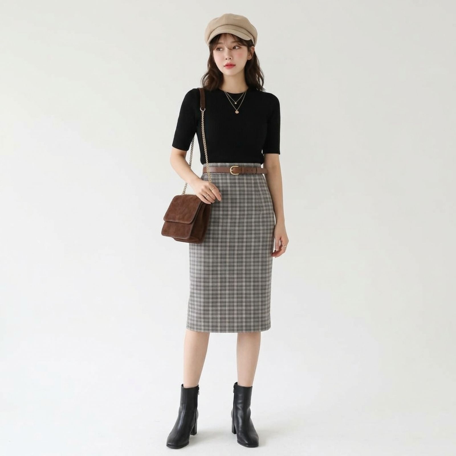 Rok Tartan 7/8 | Rok Tartan Pendek Wanita sampul