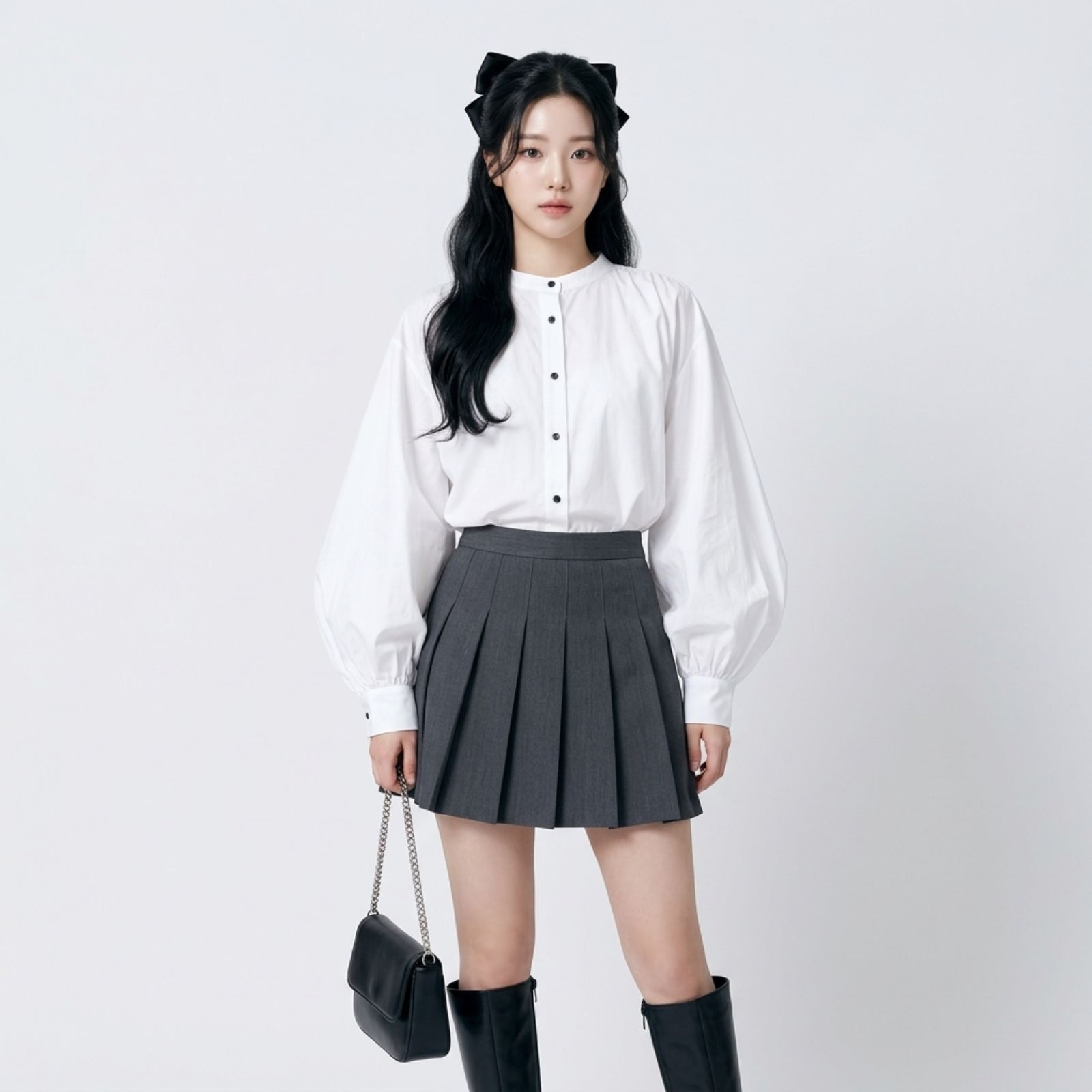 Kemeja Putih Wanita Oversize Lengan Balon | Oversize White Shirt with Balloons Sleeve By Youniq sampul
