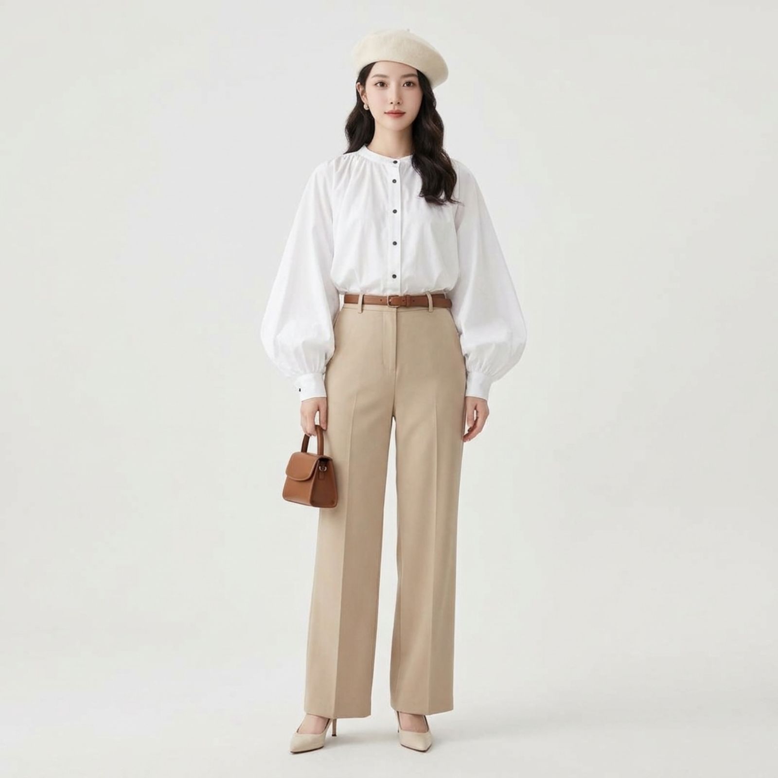 Kemeja Putih Wanita Oversize Lengan Balon | Oversize White Shirt with Balloons Sleeve By Youniq sampul