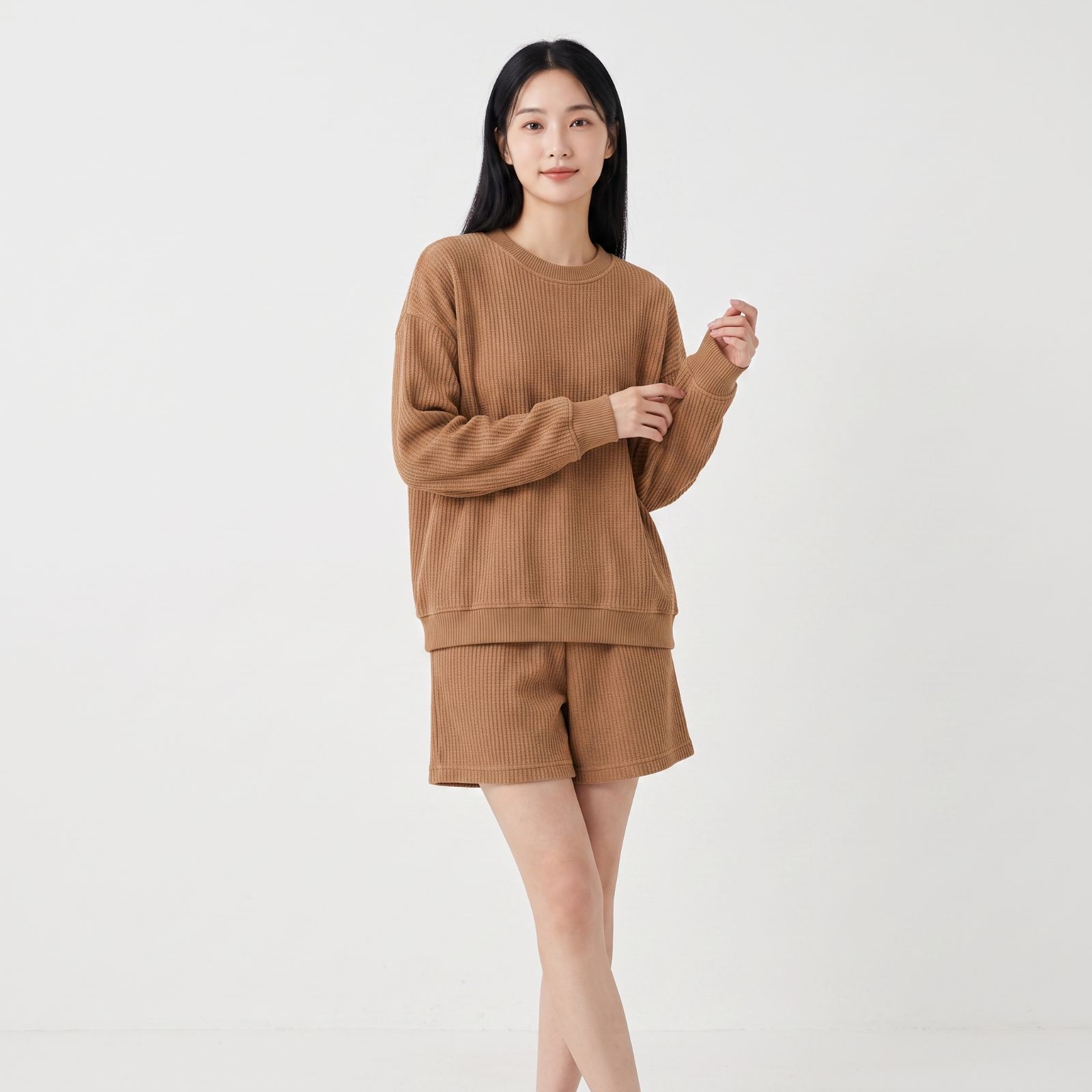 Setelan Sweater dan Celana Oversize Unisex | Oneset Oversize Unisex Waffle Lengan Panjang Bahan Knit Waffle by Obasic.id sampul