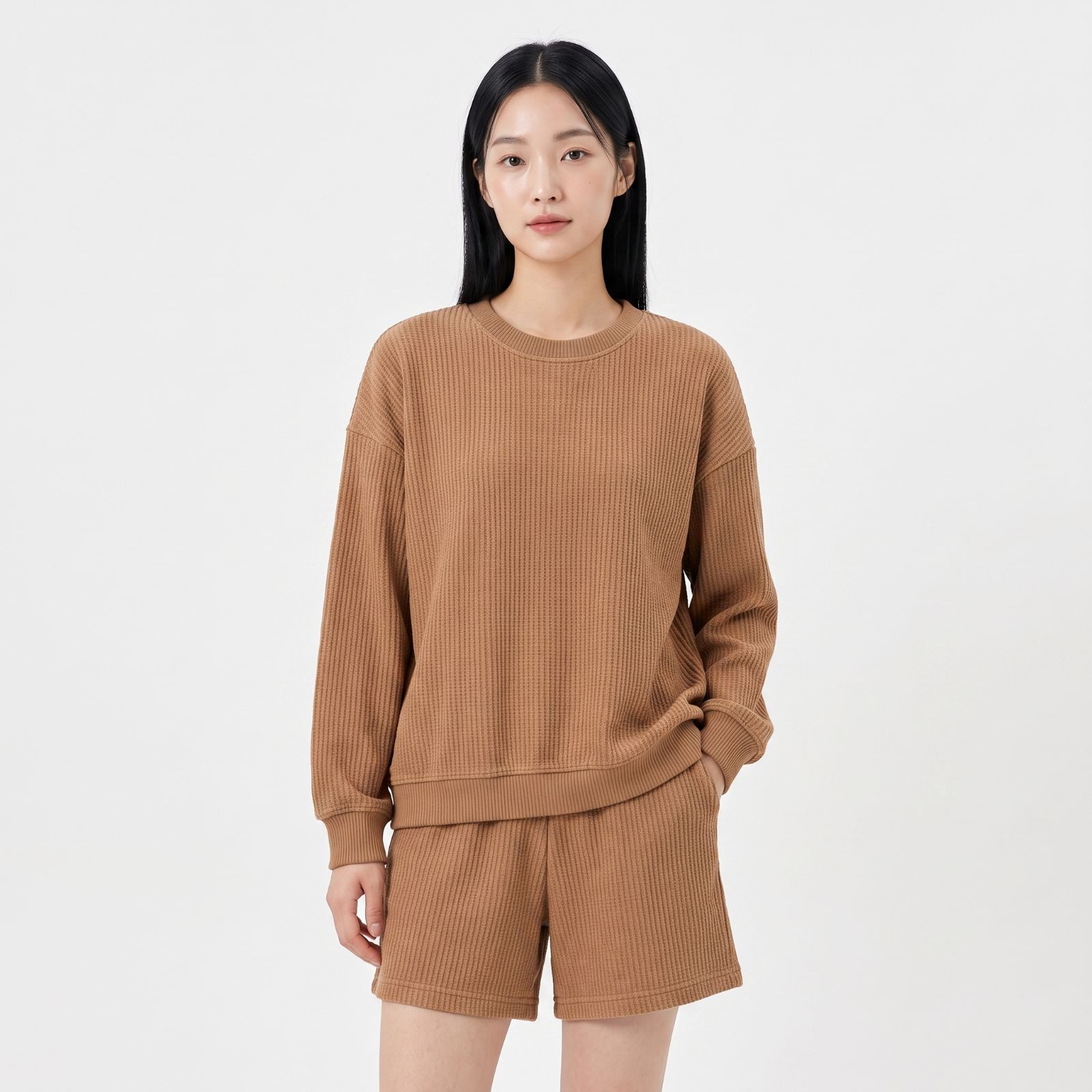 Setelan Sweater dan Celana Oversize Unisex | Oneset Oversize Unisex Waffle Lengan Panjang Bahan Knit Waffle by Obasic.id sampul