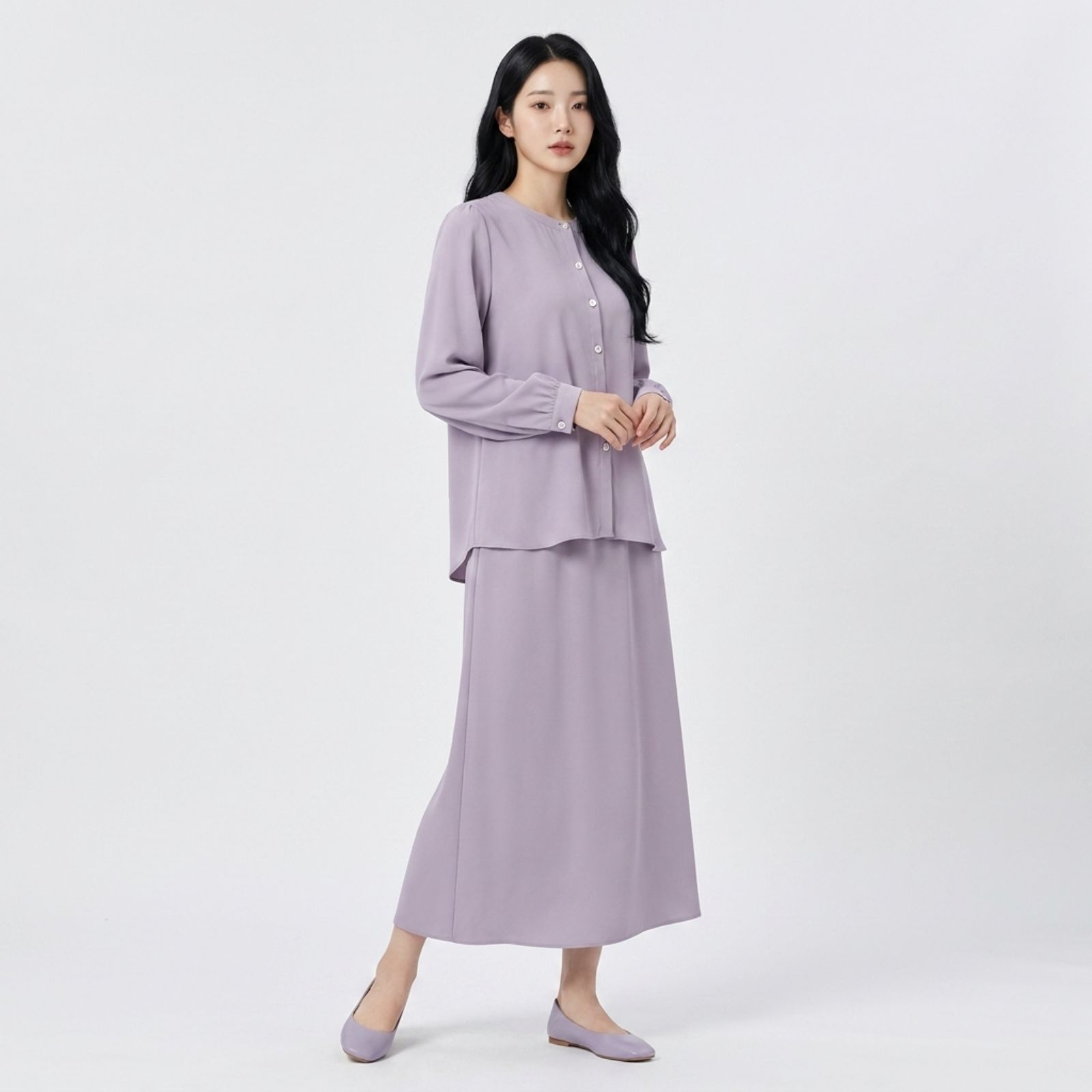 Heidy Oneset Setelan Wanita Atasan Blouse Lengan Panjang dan Rok Cuttingan Lurus Casual Style by Youniq.id sampul