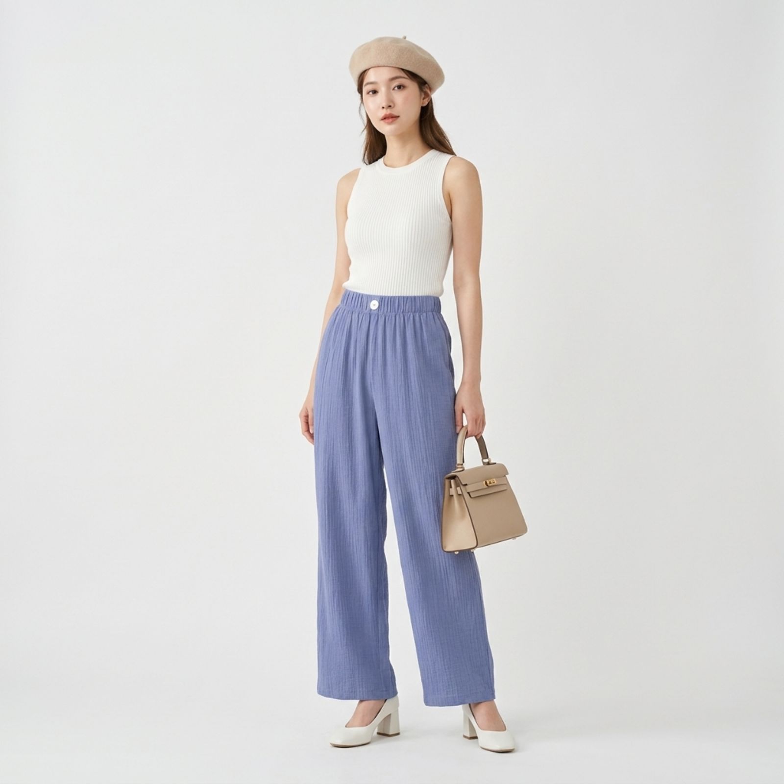 CELANA KULOT CRINKLE KANCING HIGHWAIST KEKINIAN | CRINKLE PANTS HIGHWAIST KOREAN sampul