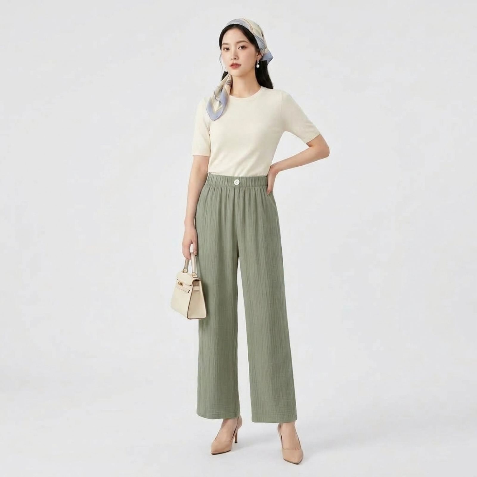 CELANA KULOT CRINKLE KANCING HIGHWAIST KEKINIAN | CRINKLE PANTS HIGHWAIST KOREAN SAGE