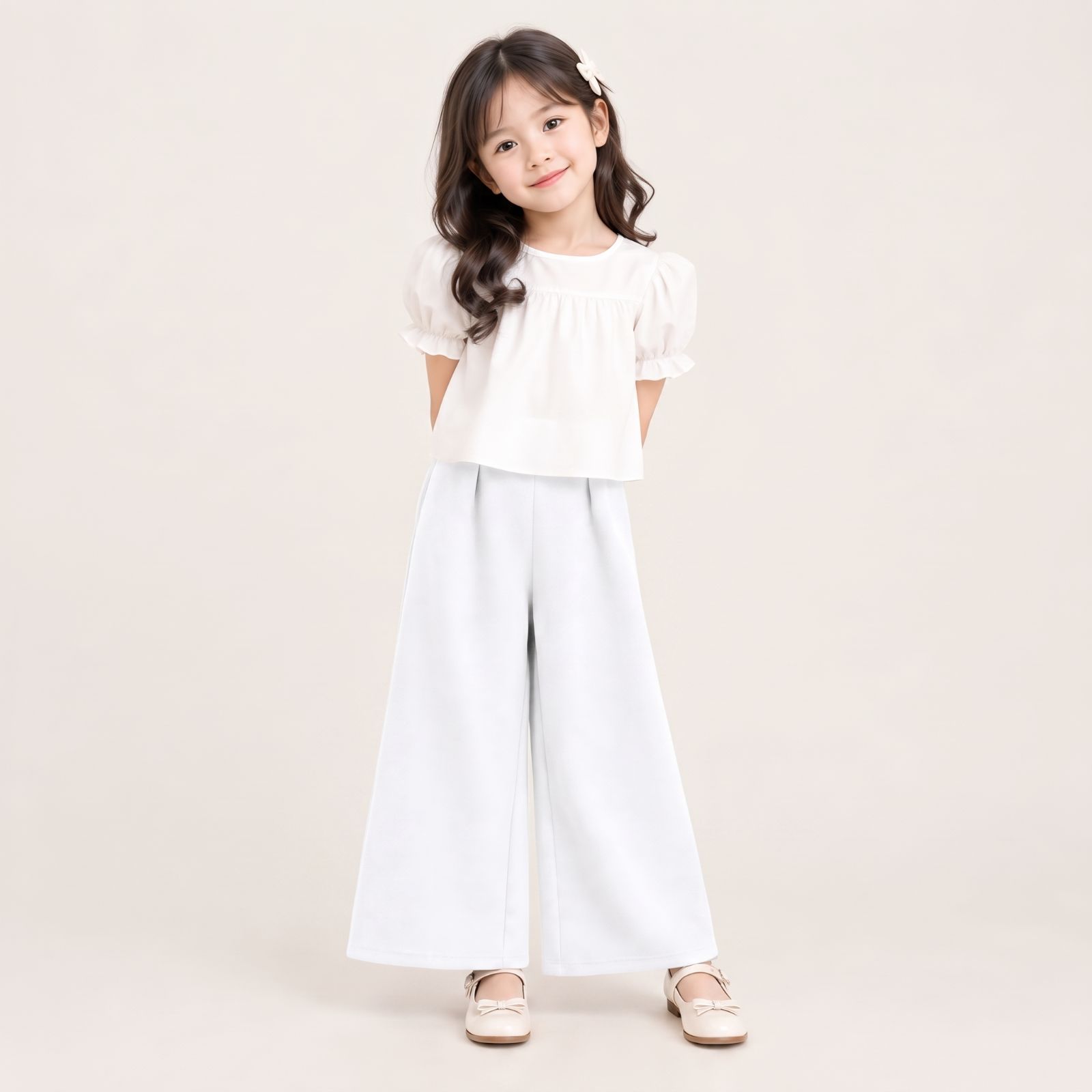 Celana Kulot Scuba Anak Usia 6 - 8 Tahun | Highwaist Style by Knara PUTIH