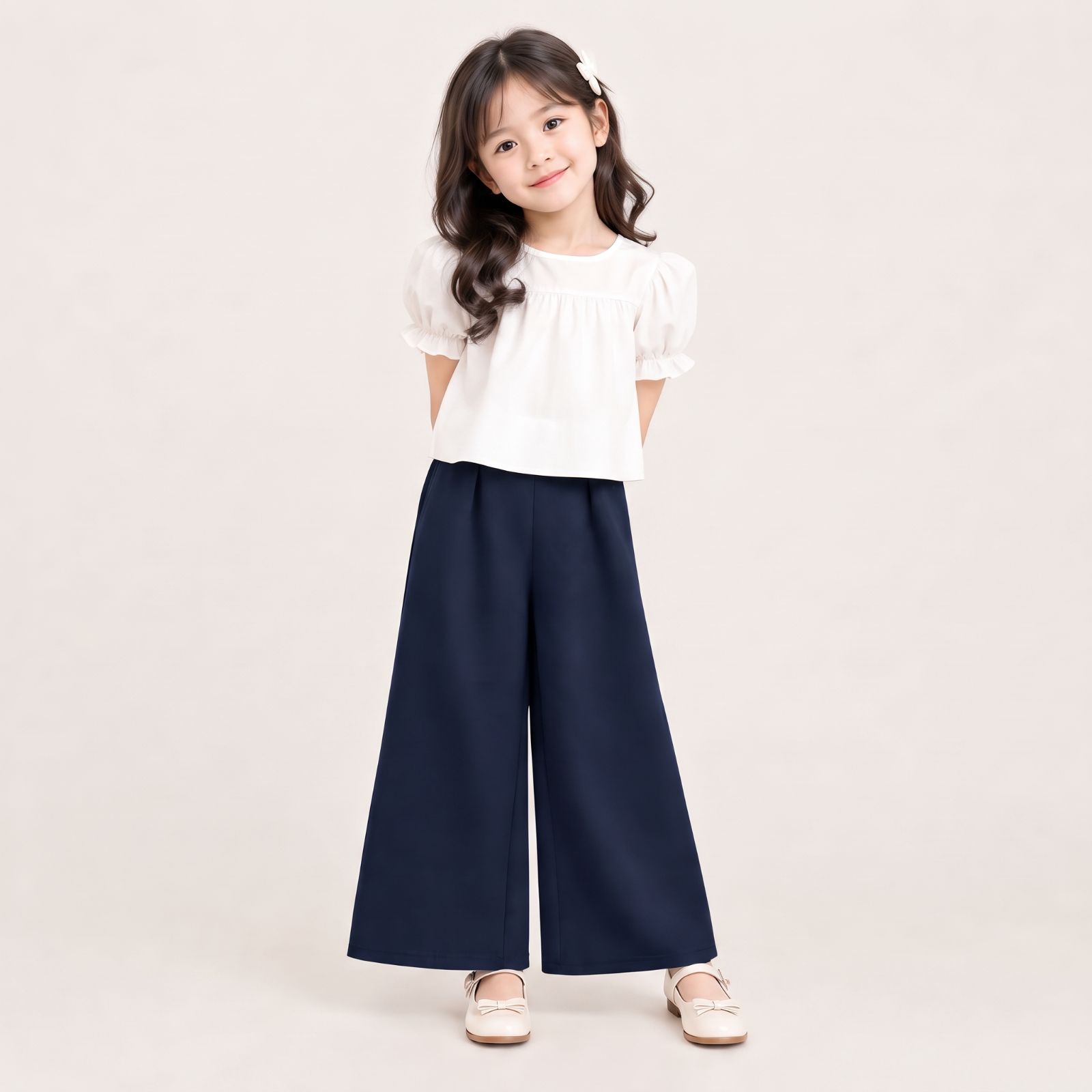 Celana Kulot Scuba Anak Usia 6 - 8 Tahun | Highwaist Style by Knara NAVY