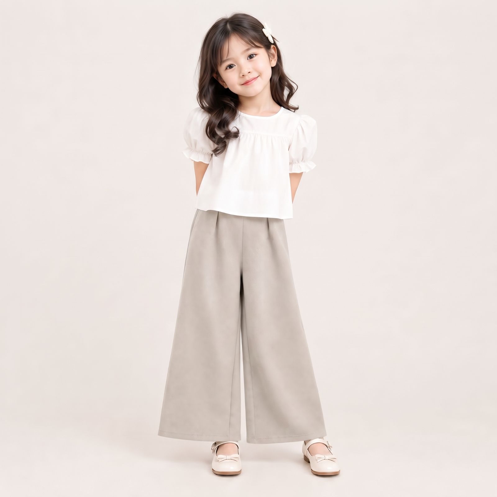 Celana Kulot Scuba Anak Usia 6 - 8 Tahun | Highwaist Style by Knara GREY