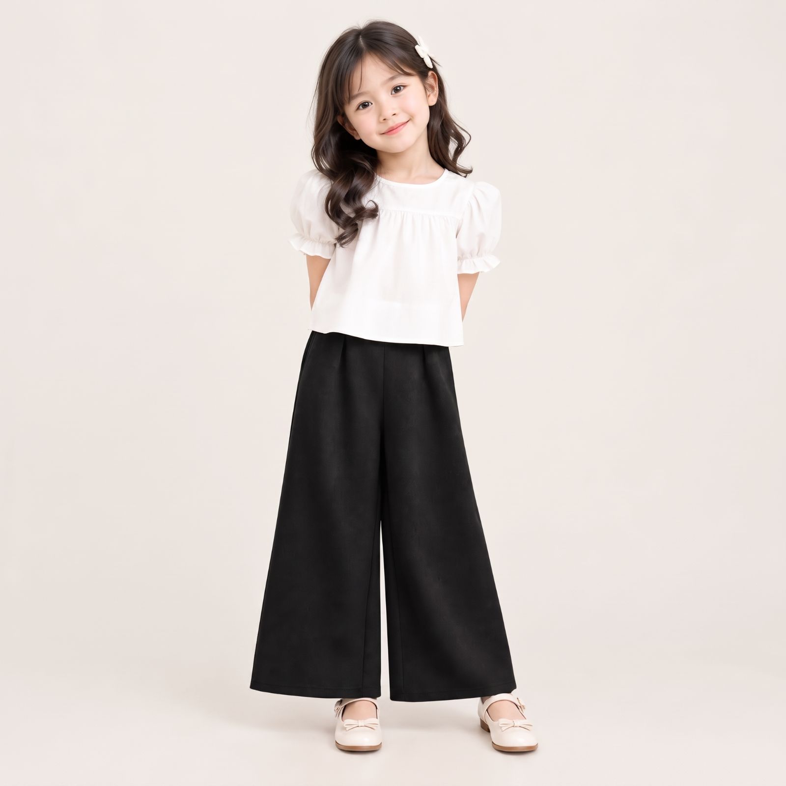 Celana Kulot Scuba Anak Usia 6 - 8 Tahun | Highwaist Style by Knara HITAM
