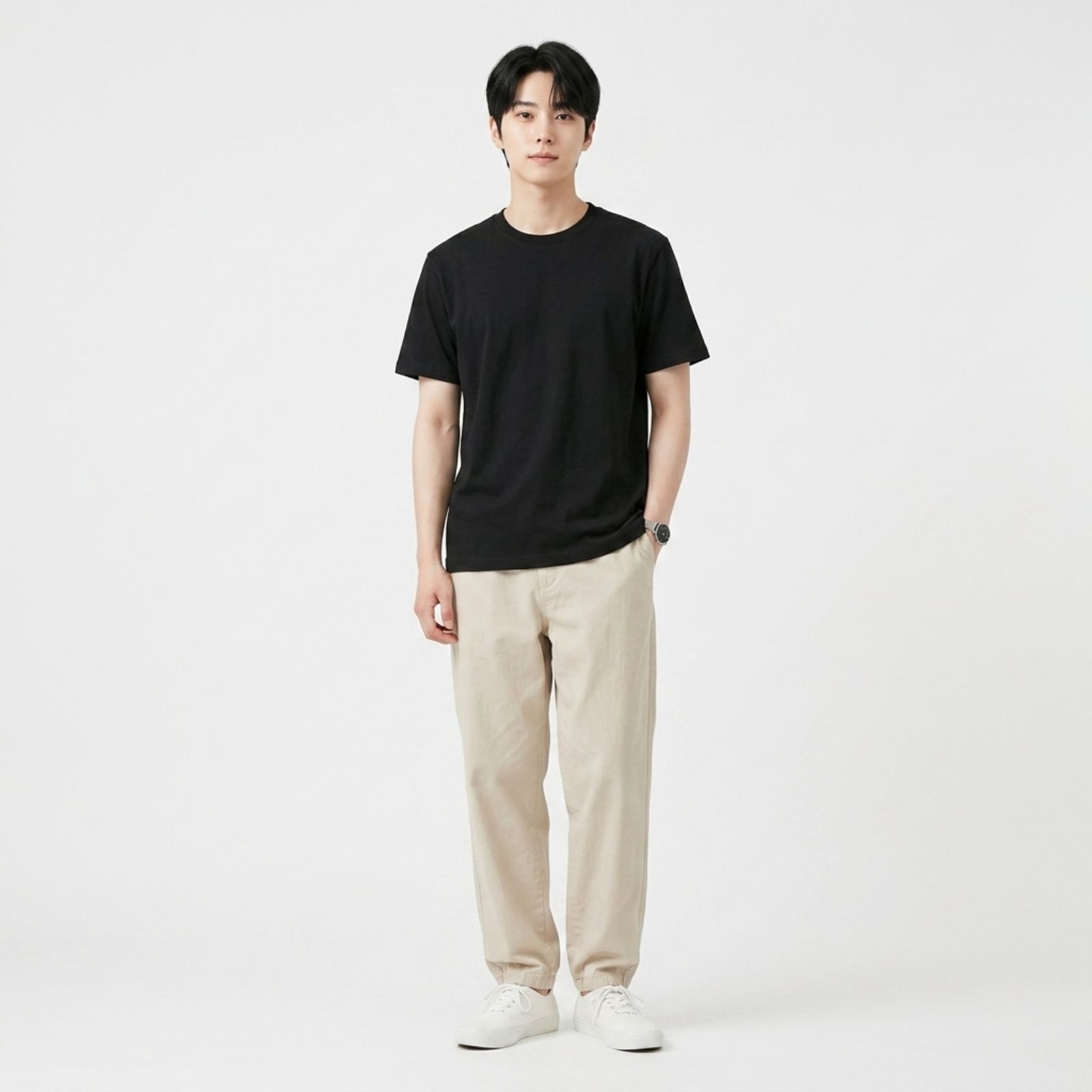 Kaos Polos Obasic Katun Commbed - OBS T-Shirt Cotton Commbed by OBASIC HITAM