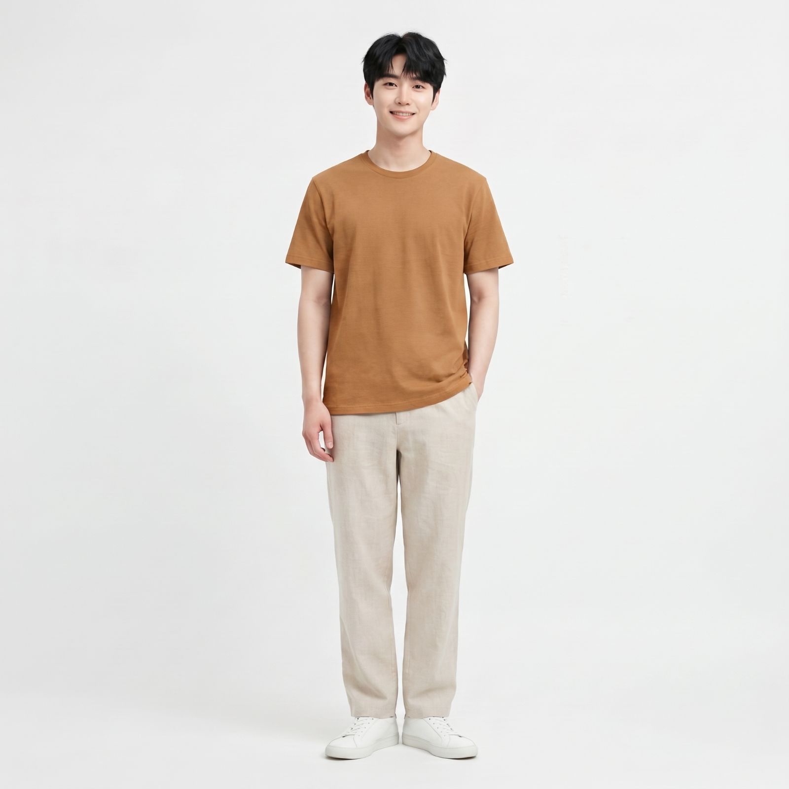Kaos Polos Obasic Katun Commbed - OBS T-Shirt Cotton Commbed by OBASIC ALMOND BROWN