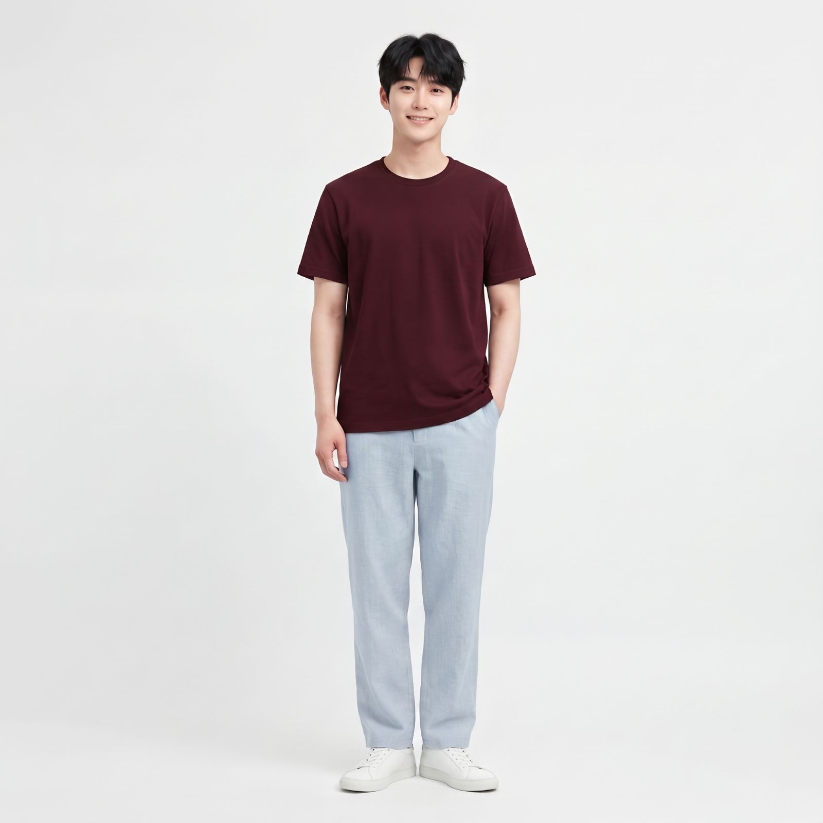 Kaos Polos Obasic Katun Commbed - OBS T-Shirt Cotton Commbed by OBASIC BURGUNDY