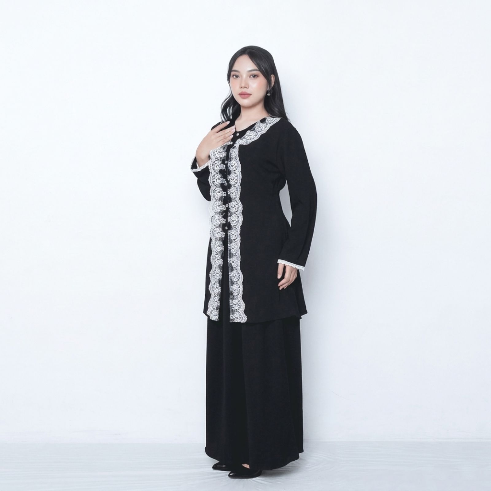 Jasmine Set Crinkle | Oneset Daily | Setelan Crinkle Wanita HITAM