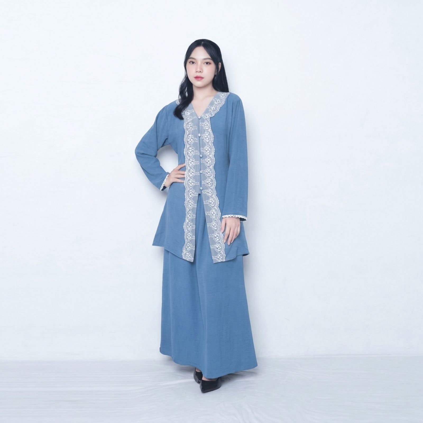 Jasmine Set Crinkle | Oneset Daily | Setelan Crinkle Wanita DENIM