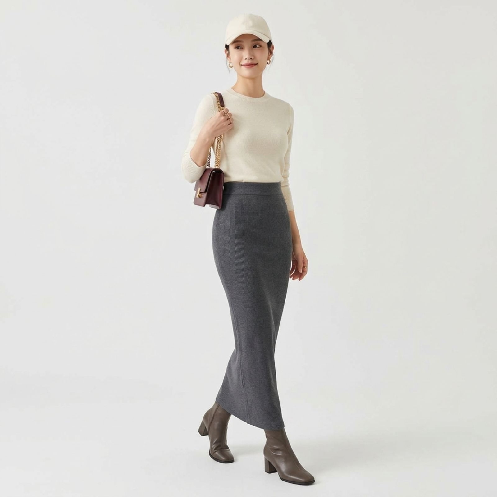 Rok Span Rajut Panjang Premium | Rok Knit Wanita by YOUNIQ sampul