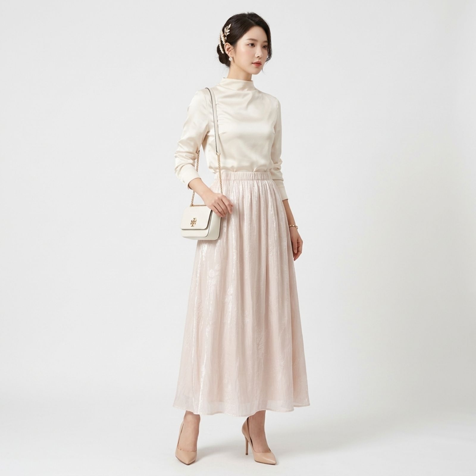 Rok Shimmer Silk Panjang | Rok Plisket Shimmer Wanita sampul