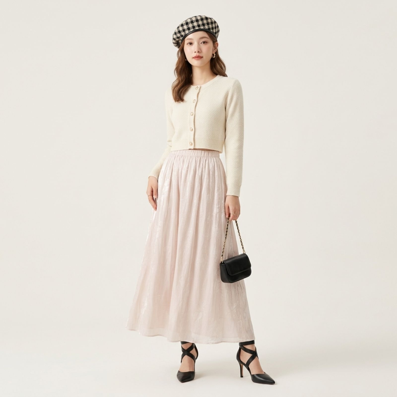 Rok Shimmer Silk Panjang | Rok Plisket Shimmer Wanita sampul