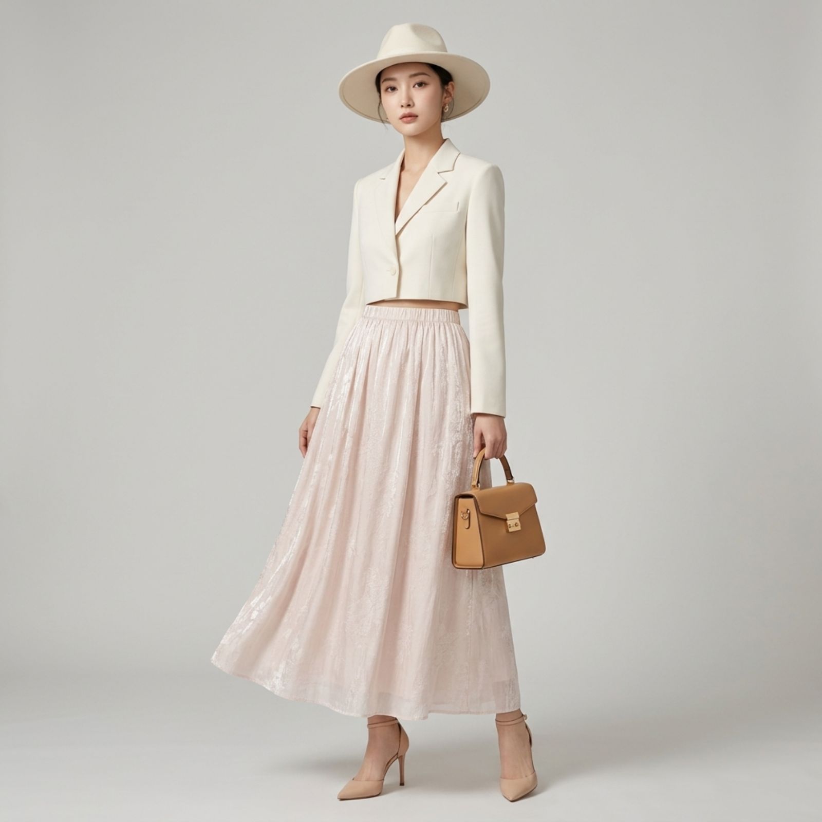 Rok Shimmer Silk Panjang | Rok Plisket Shimmer Wanita sampul