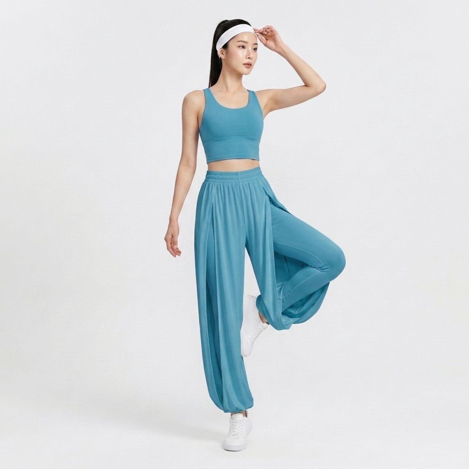 Celana Model Belah Korean – Loose Fit Sporty & Nyaman BLUE