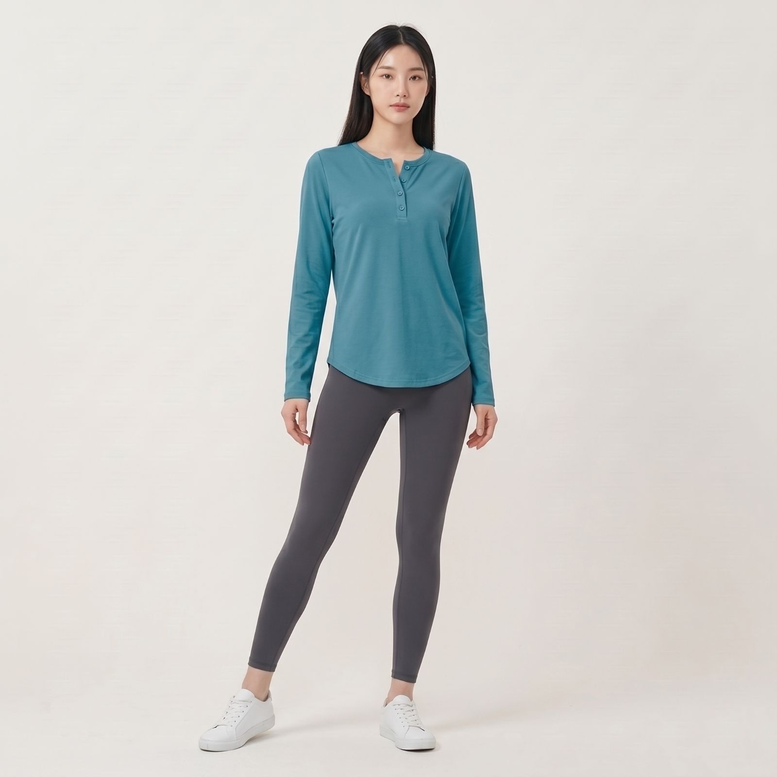 Atasan Wanita Livia – Korean Style Long Sleeve Top BLUE