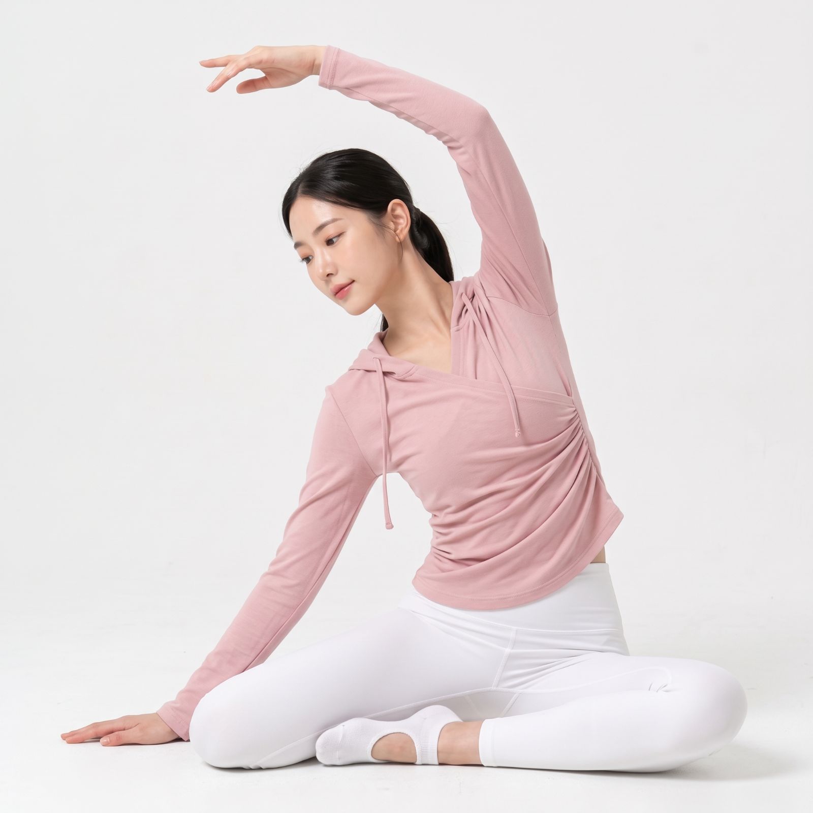 AVELINE WRAP HOODIE TOP DUSTY
