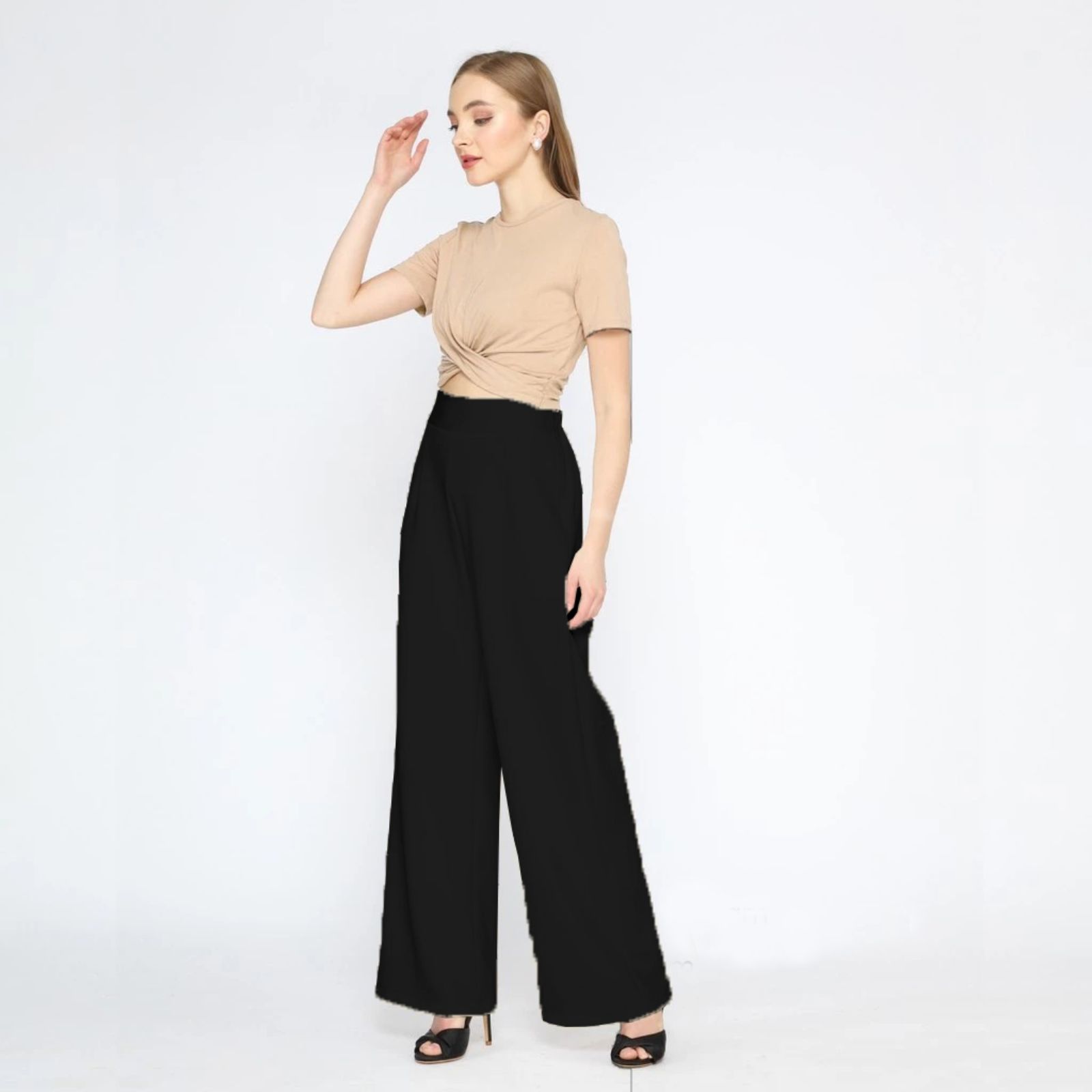 Celana Kulot Highwaist Scuba HITAM