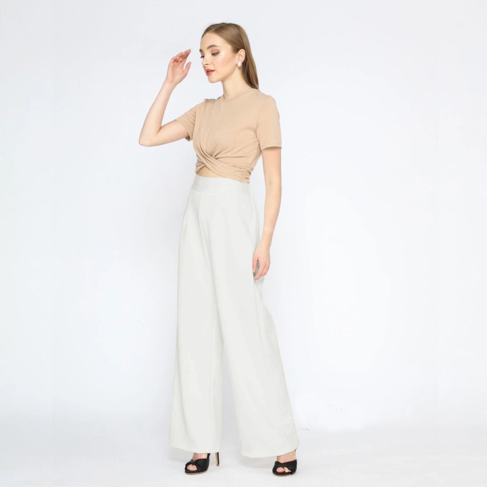 Celana Kulot Highwaist Scuba PUTIH