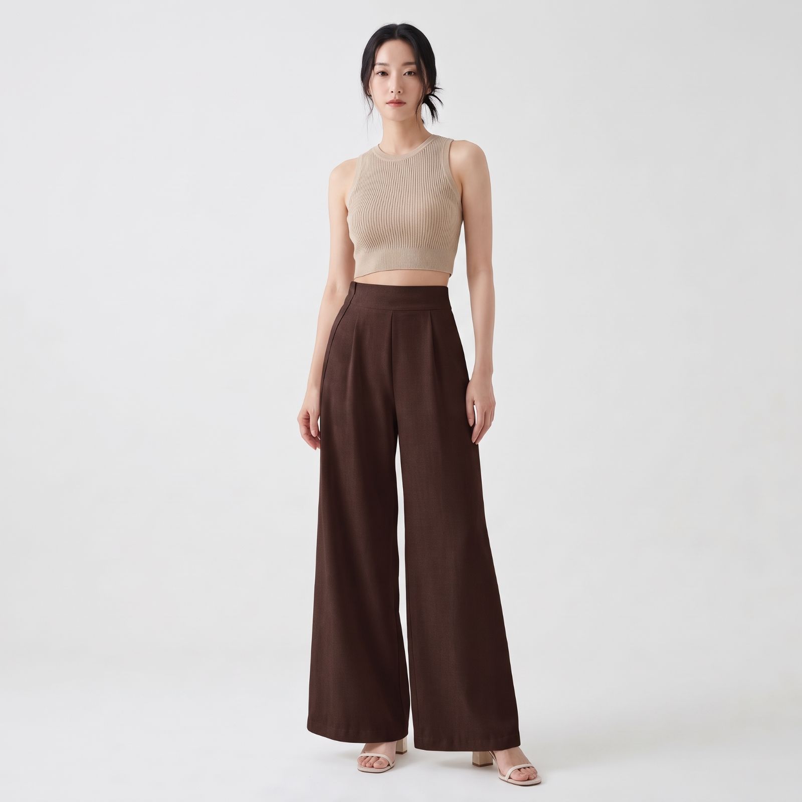 Celana Kulot Highwaist Scuba MAHOGANY