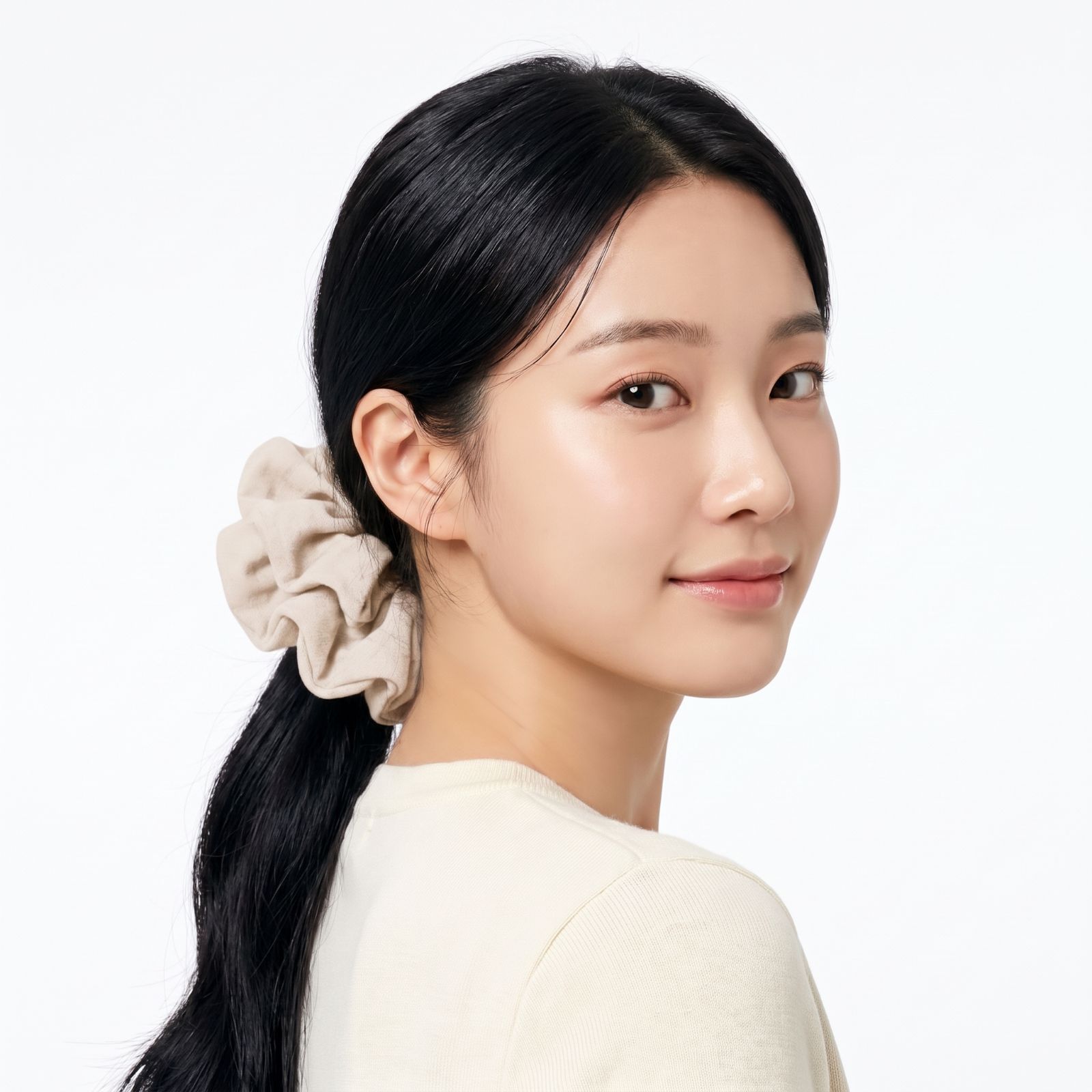 Sora Linen Oversized Scrunchie BEIGE