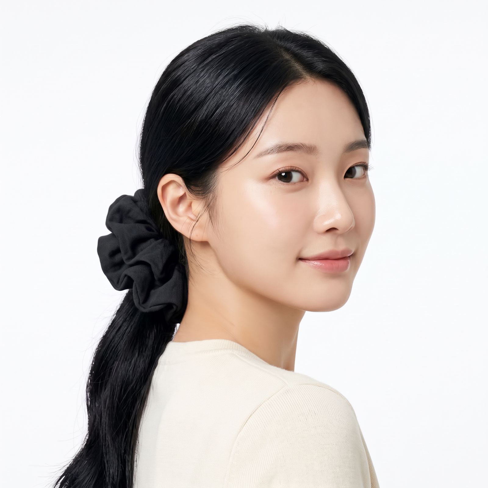 Sora Linen Oversized Scrunchie BLACK