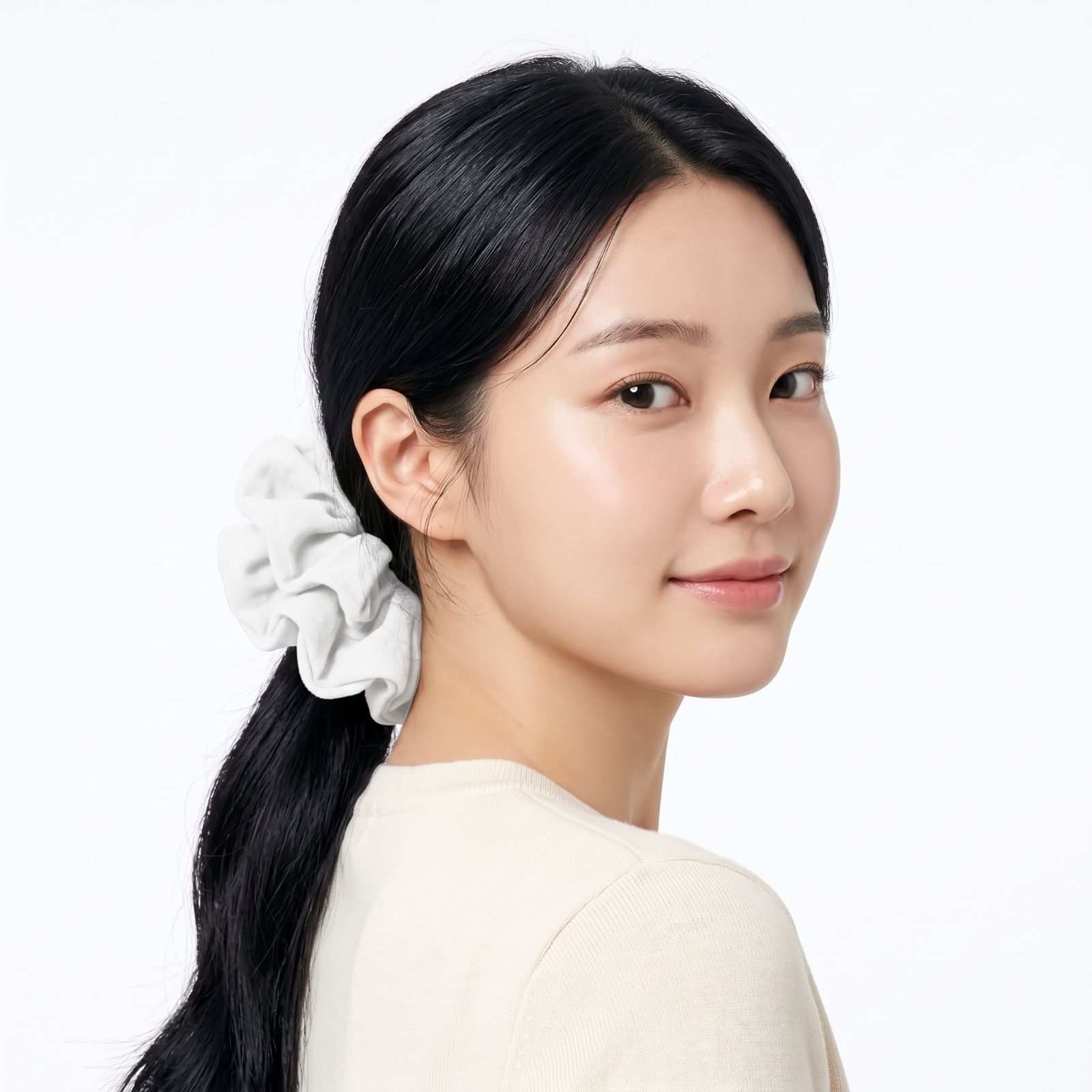 Sora Linen Oversized Scrunchie WHITE