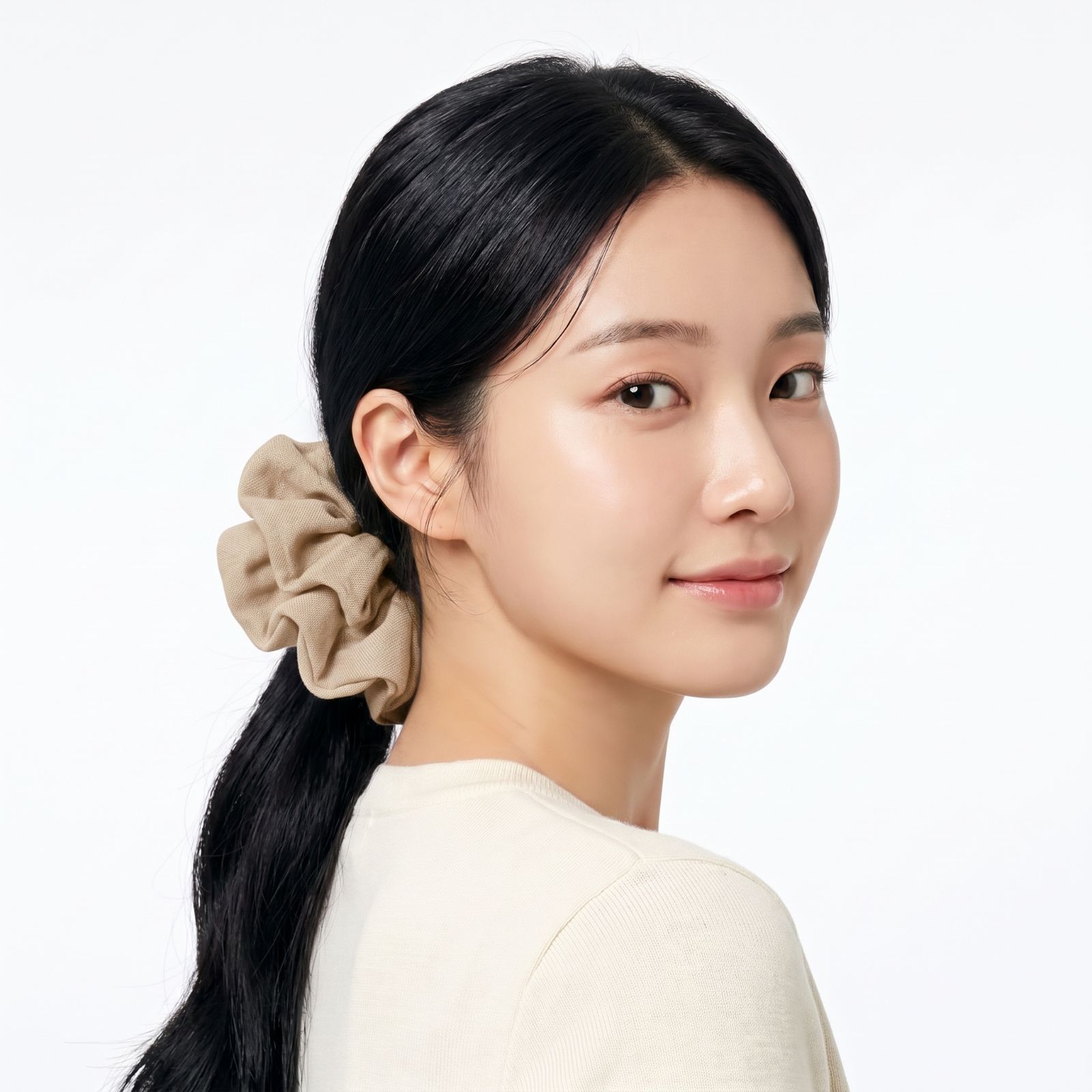 Sora Linen Oversized Scrunchie KHAKI