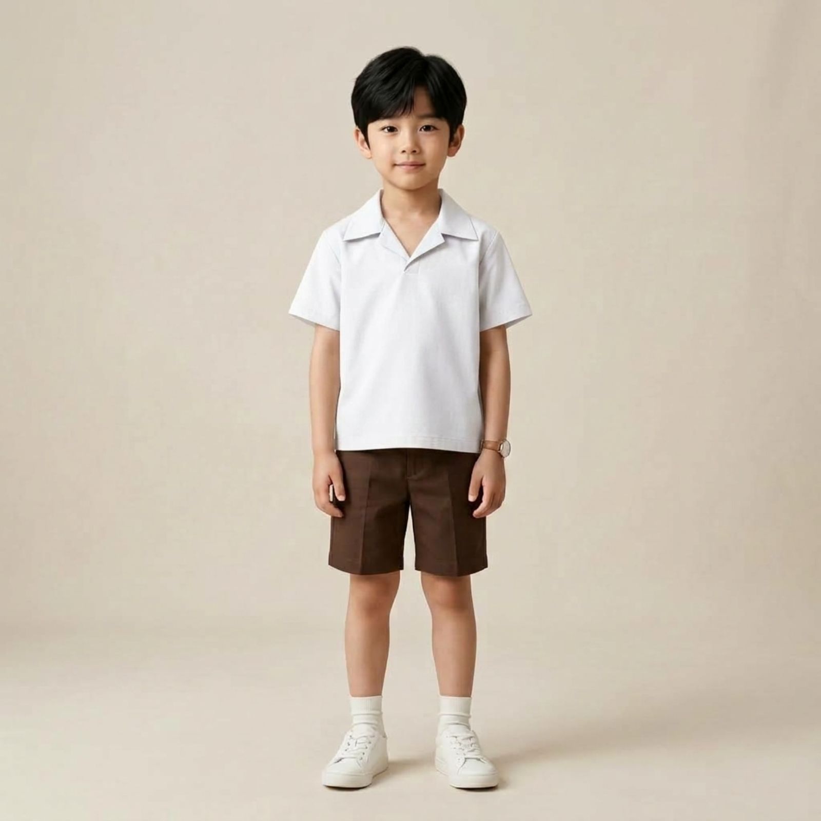Kaos Anak Kerah V Neck Tanpa Kancing PUTIH
