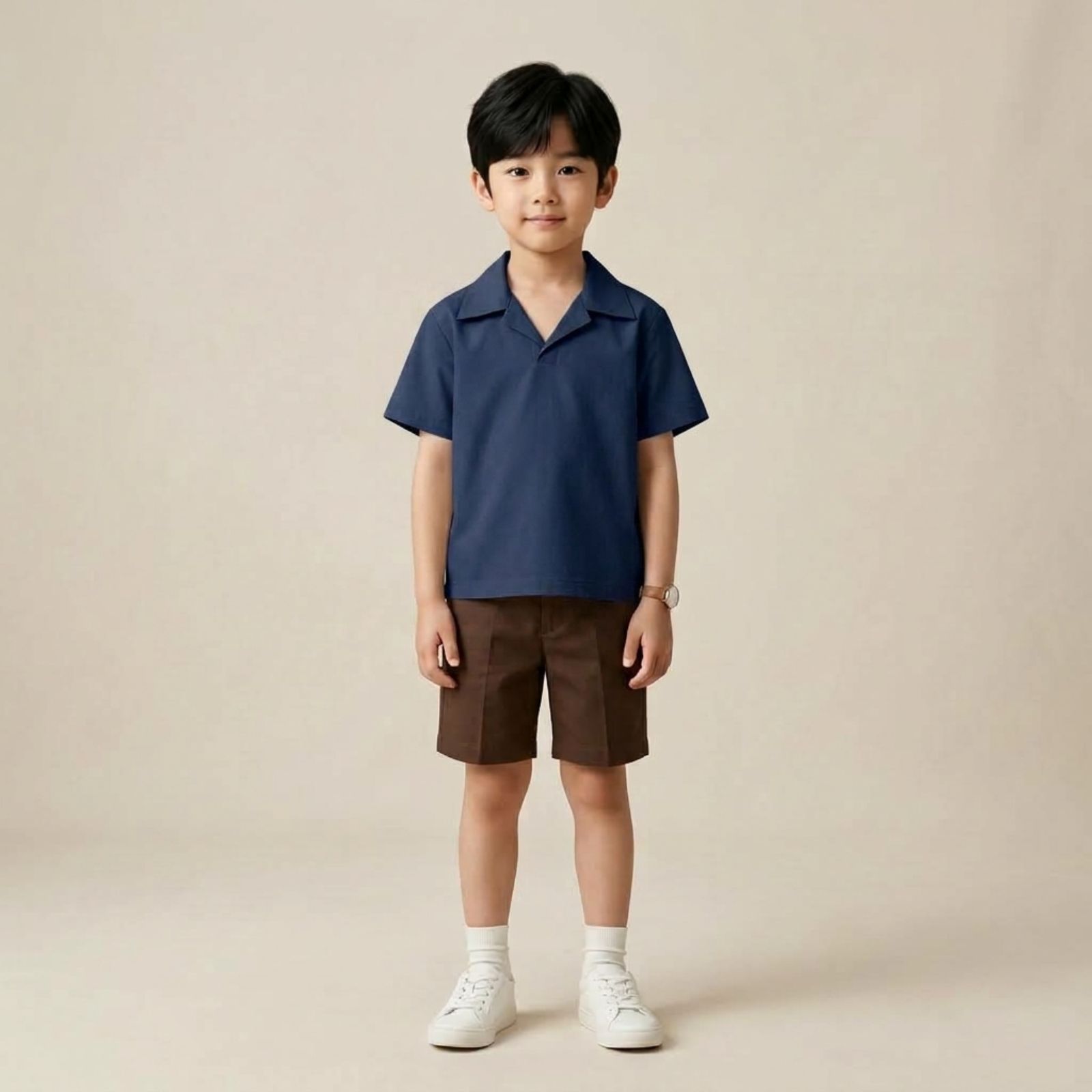 Kaos Anak Kerah V Neck Tanpa Kancing NAVY