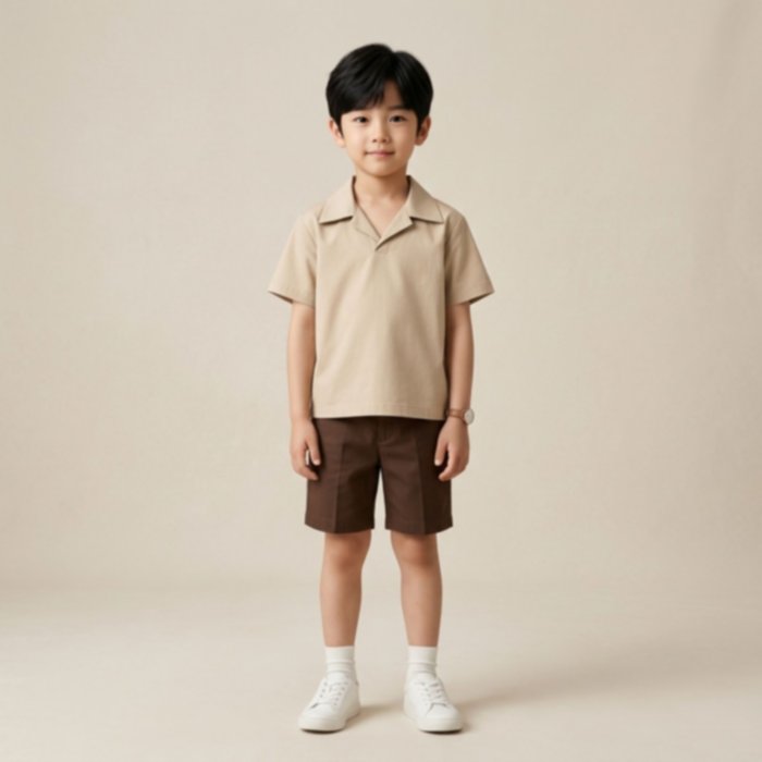 Kaos Anak Kerah V Neck Tanpa Kancing