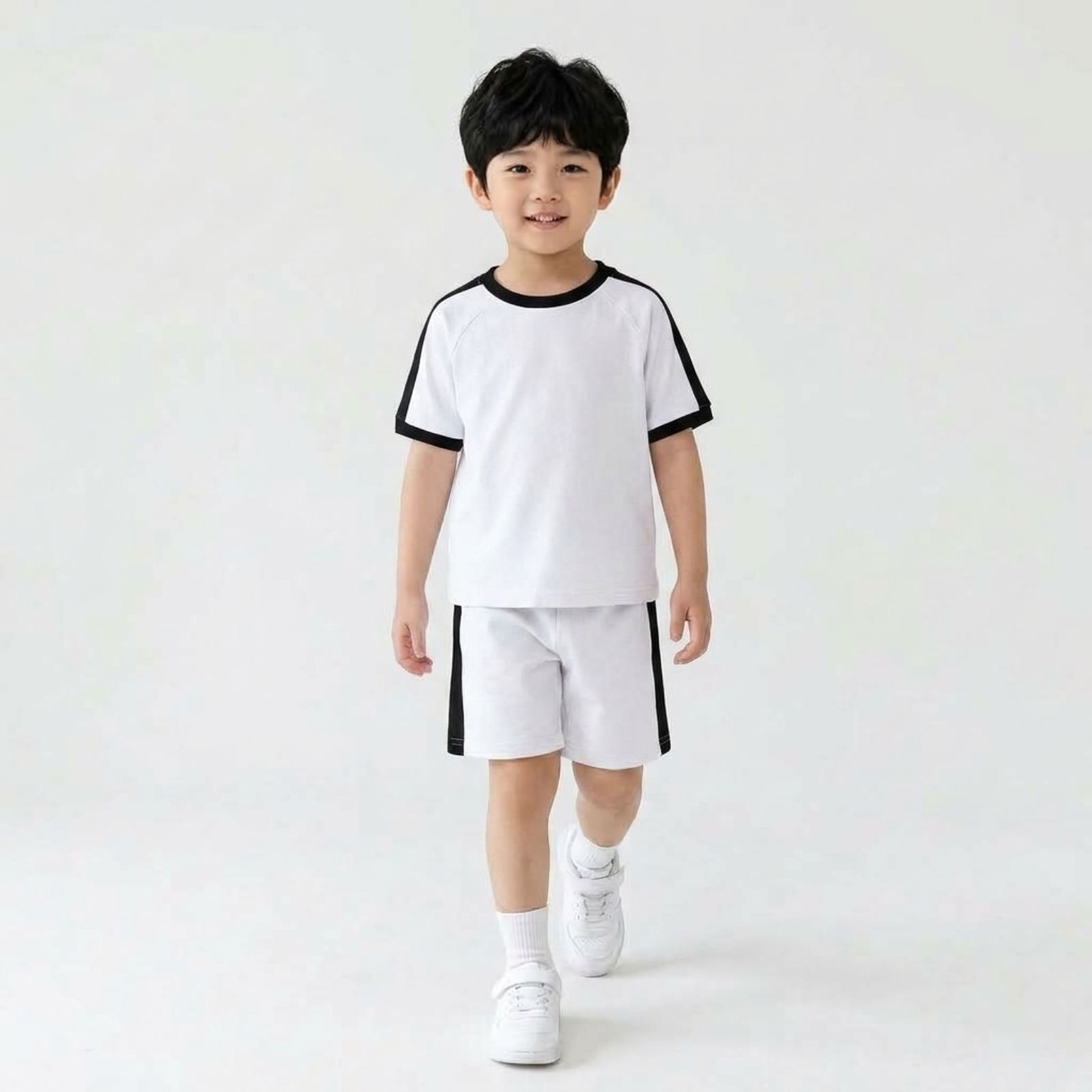 One Set Stripe Lengan Pendek Anak PUTIH