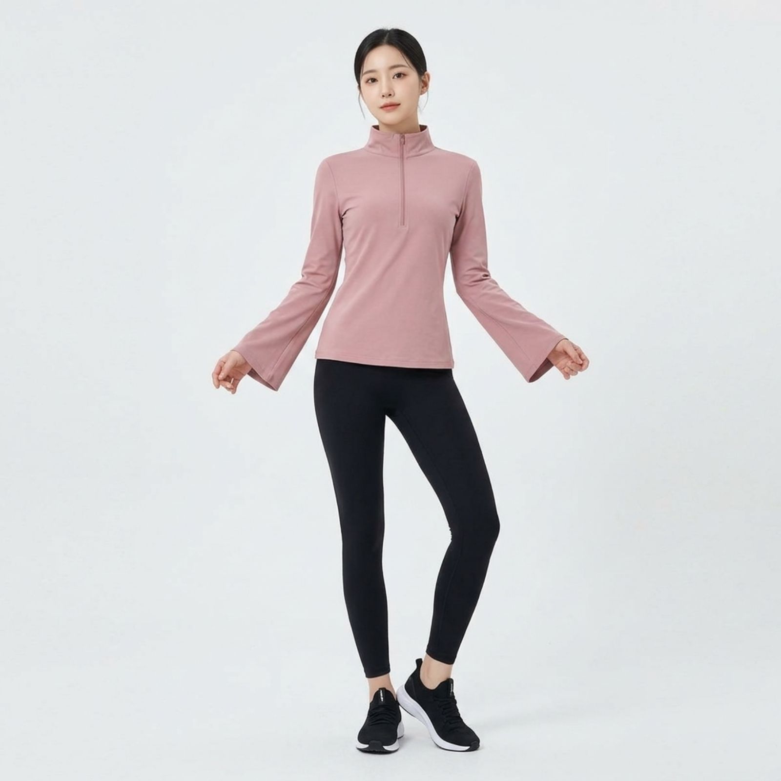 Atasan Sporty Half-Zip Wanita – Korean Casual Fit sampul