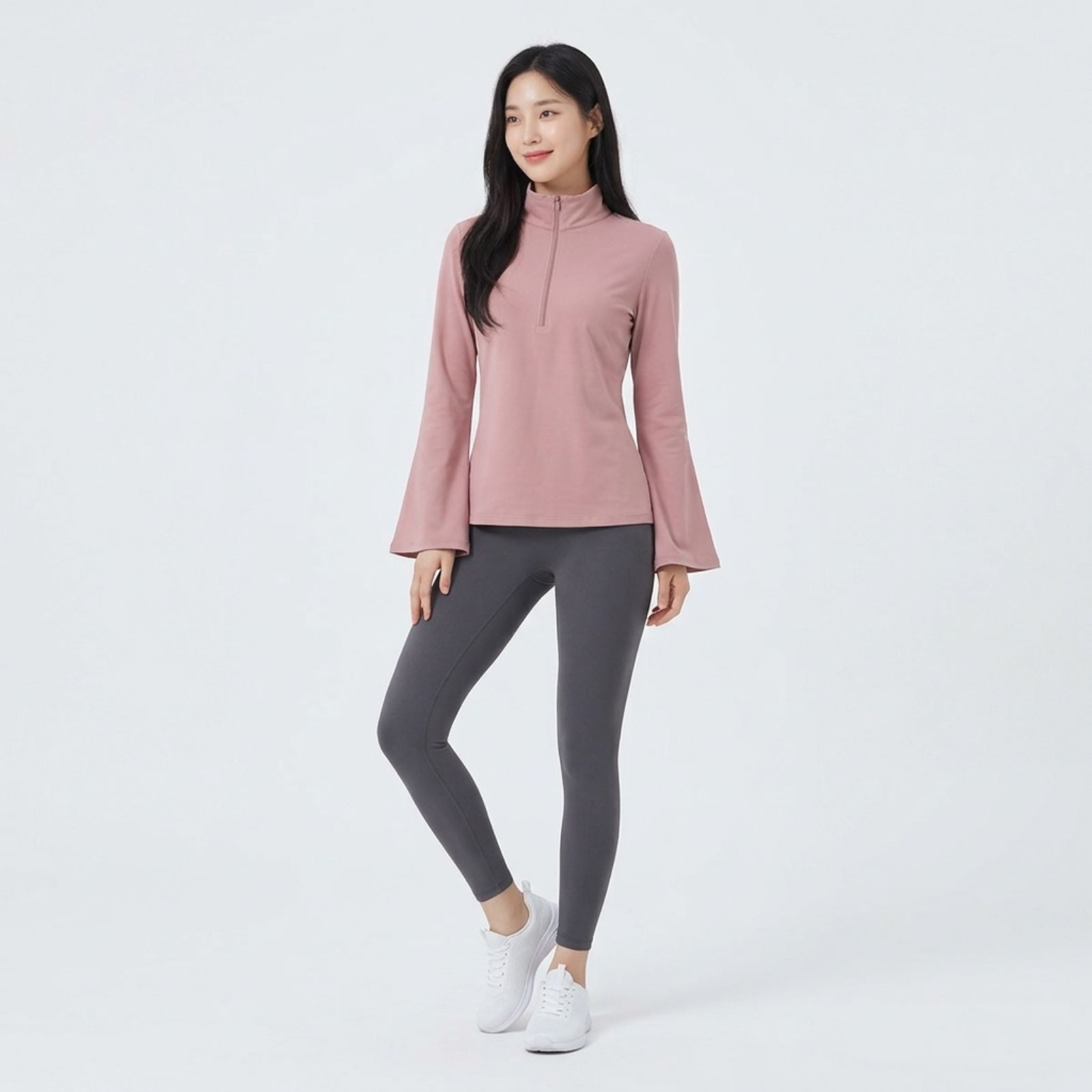 Atasan Sporty Half-Zip Wanita – Korean Casual Fit sampul